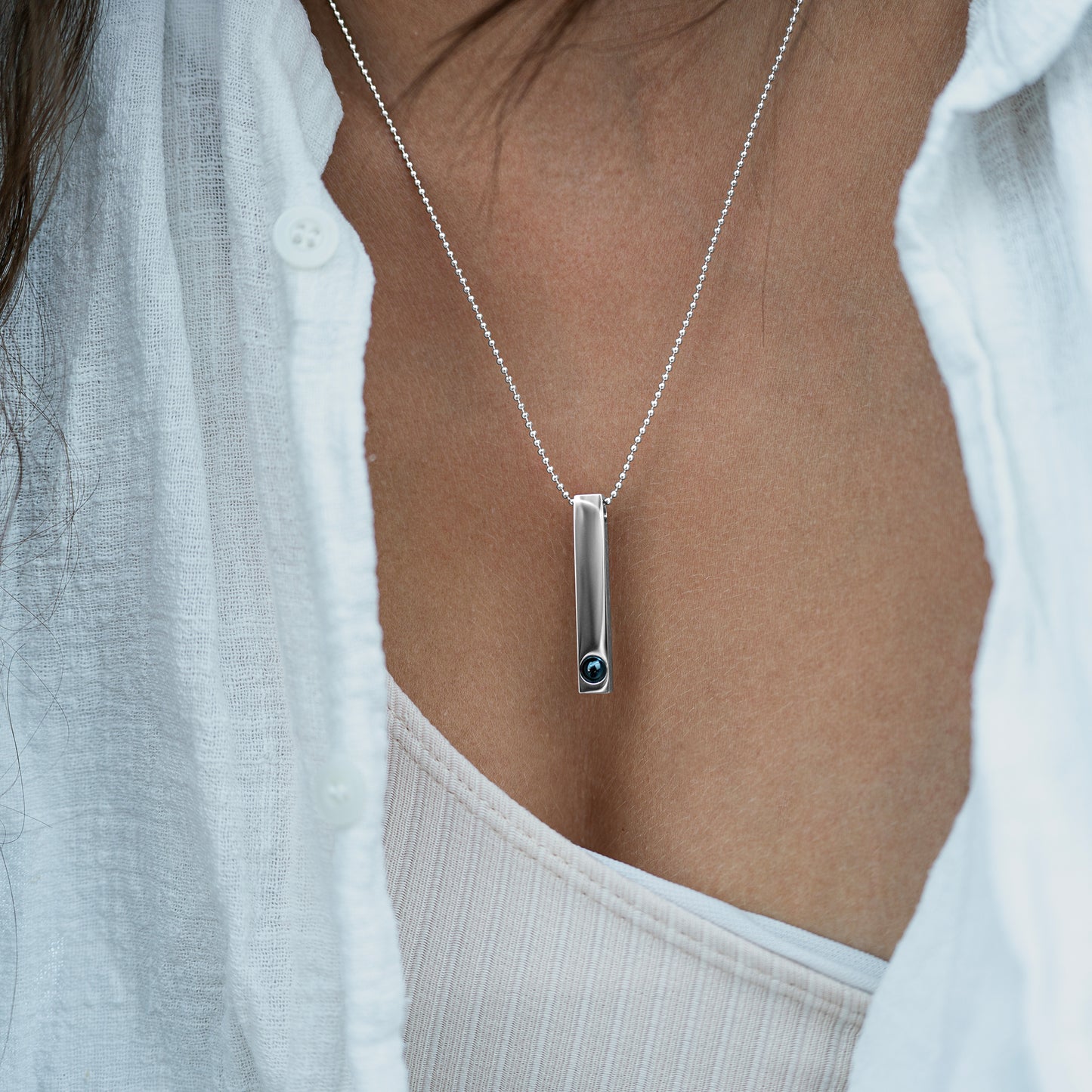 Collar con foto personalizada - Cadena de bolas con barra