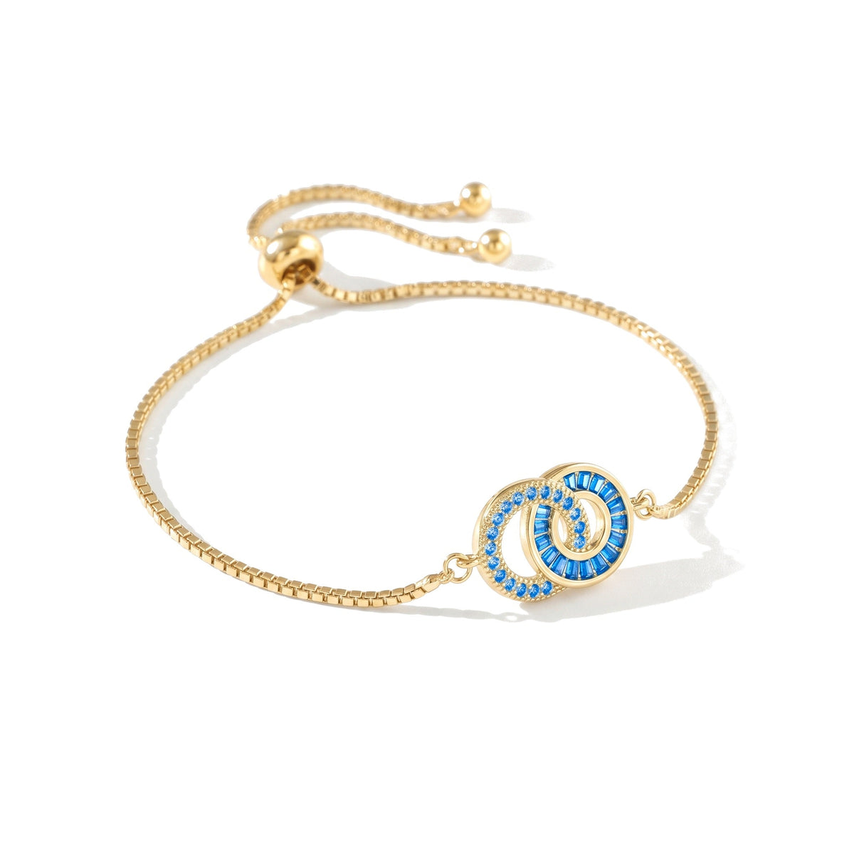 Pulsera madre-hija en oro – Mamá: Diciembre (Circón azul), Hija: Diciembre (Circón azul)