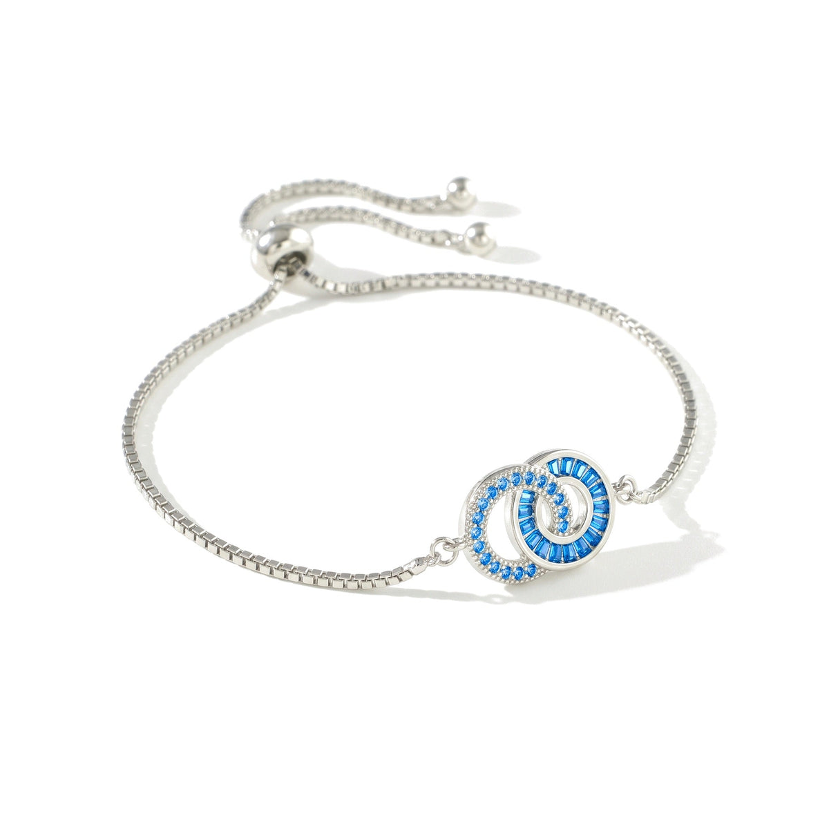 Pulsera madre-hija en plata – Mamá: Diciembre (Circón azul), Hija: Diciembre (Circón azul)