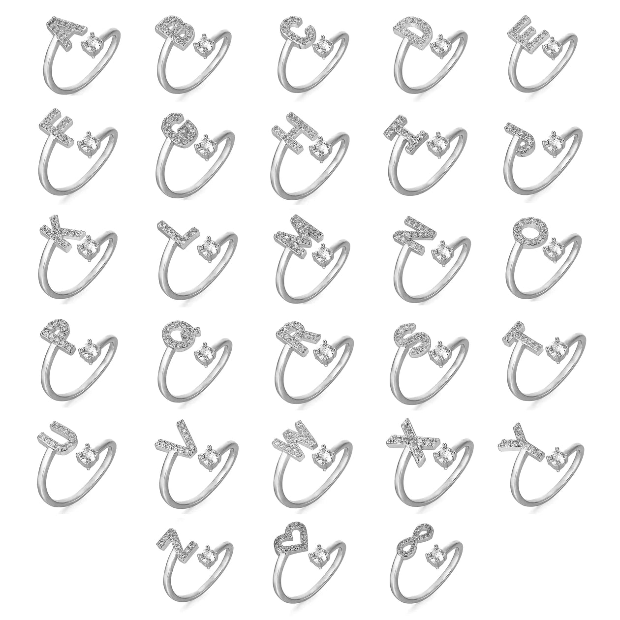 Anillo de letras de circonio