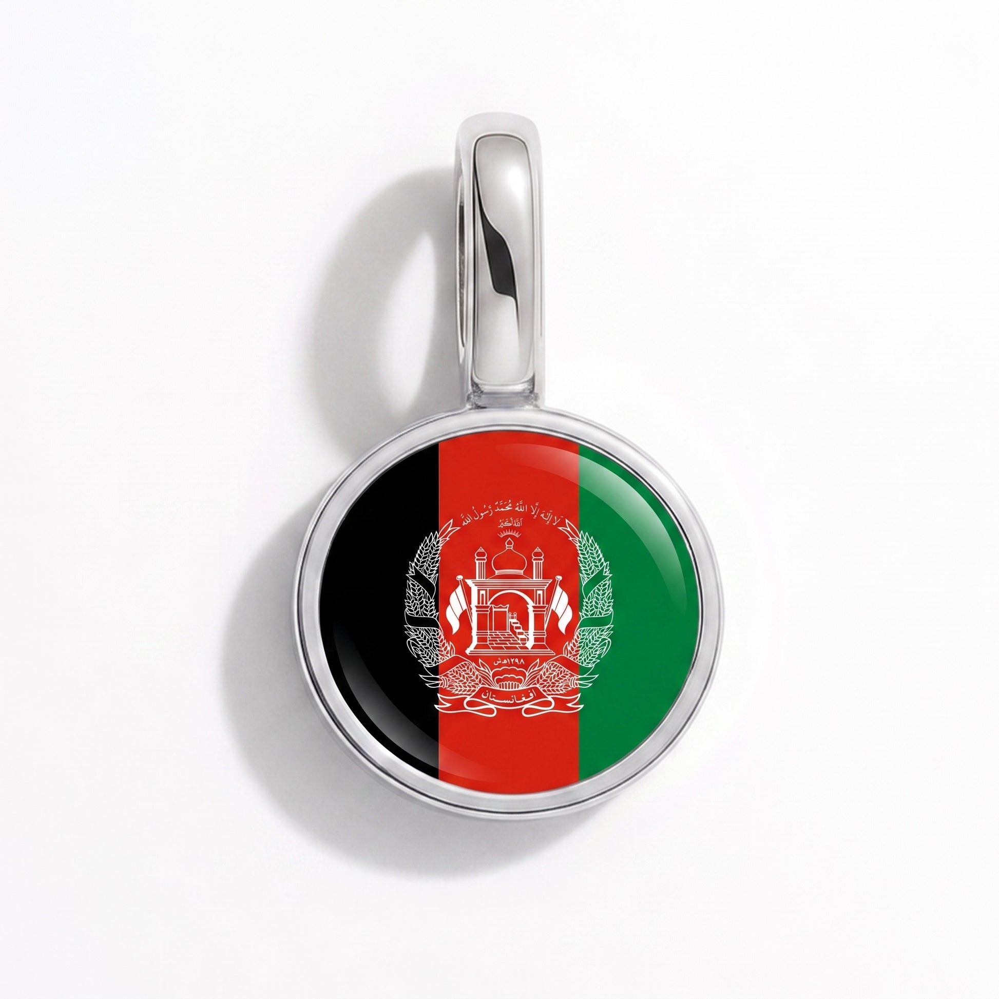 Charm bandera Afganistán – redonda plata