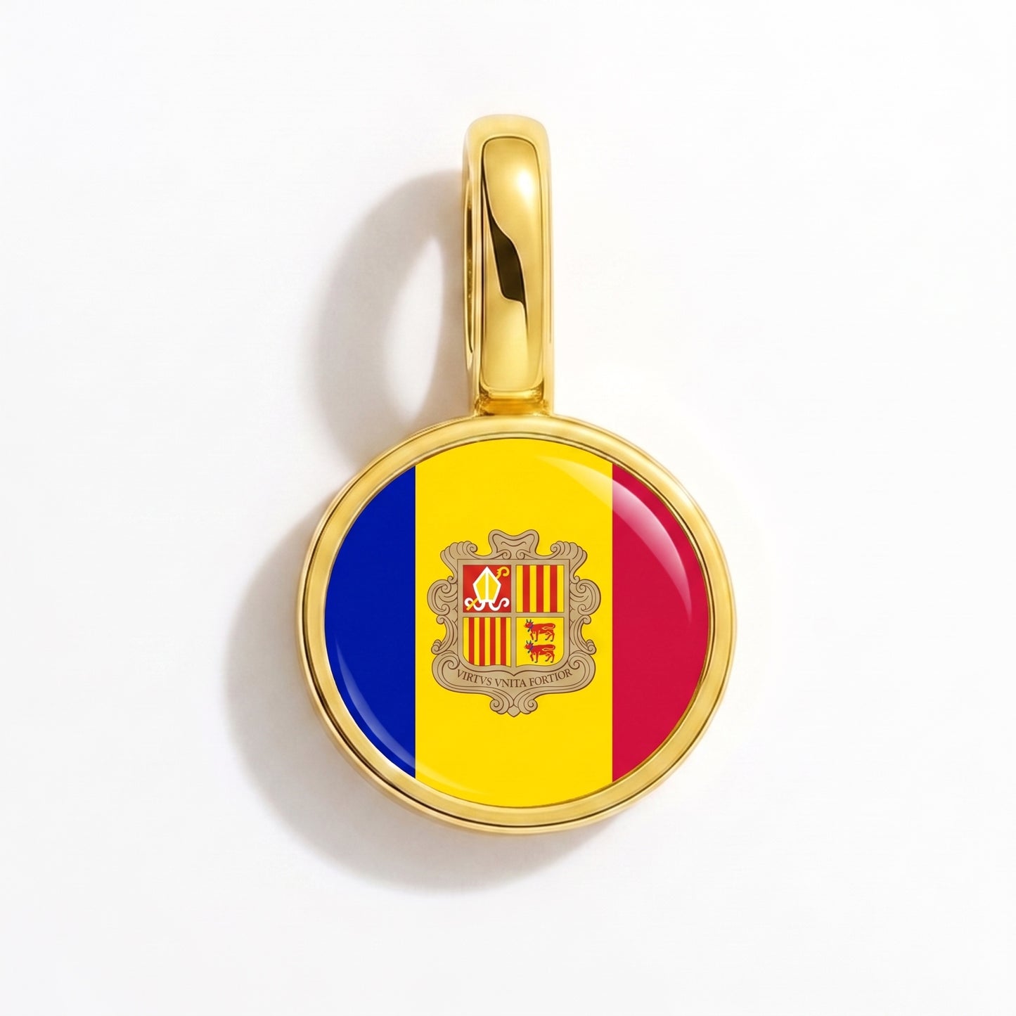 Charm bandera Andorra – redonda oro