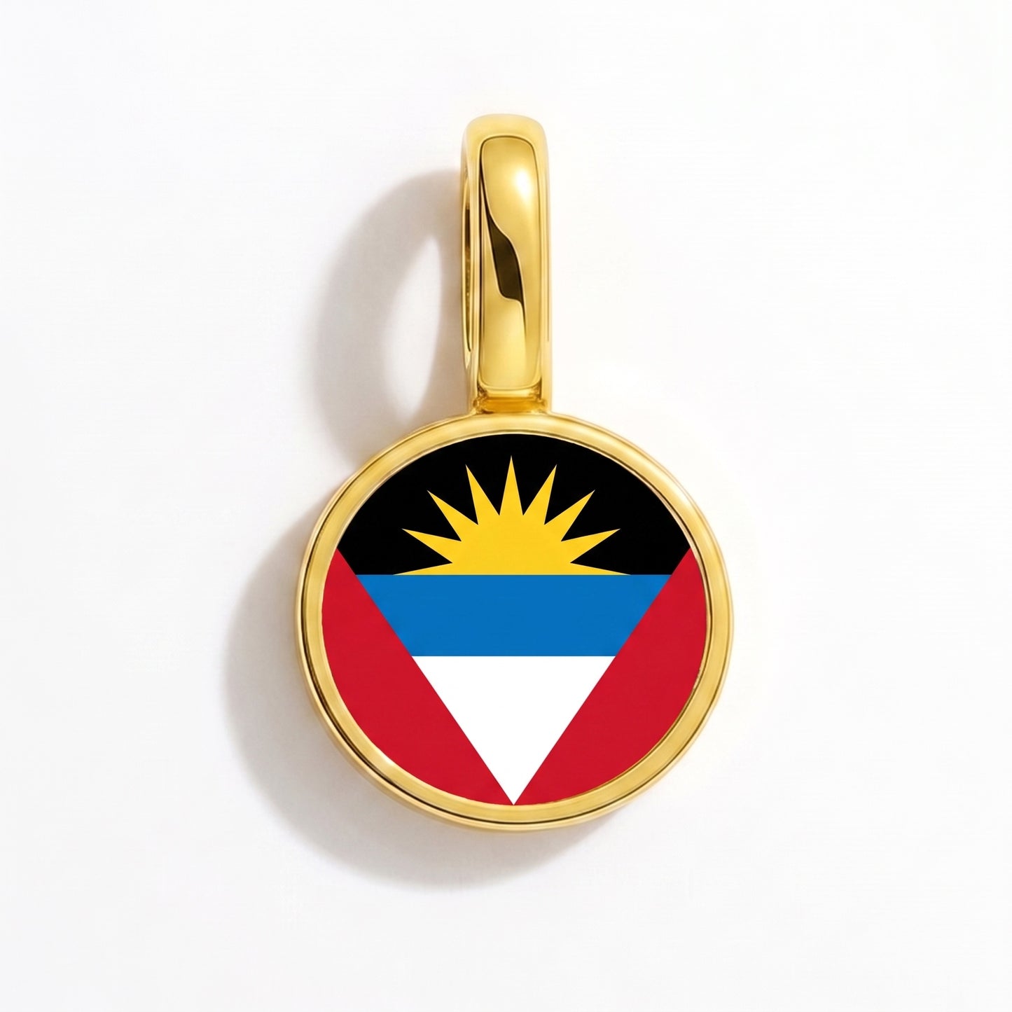 Charm bandera Antigua y Barbuda – redonda oro