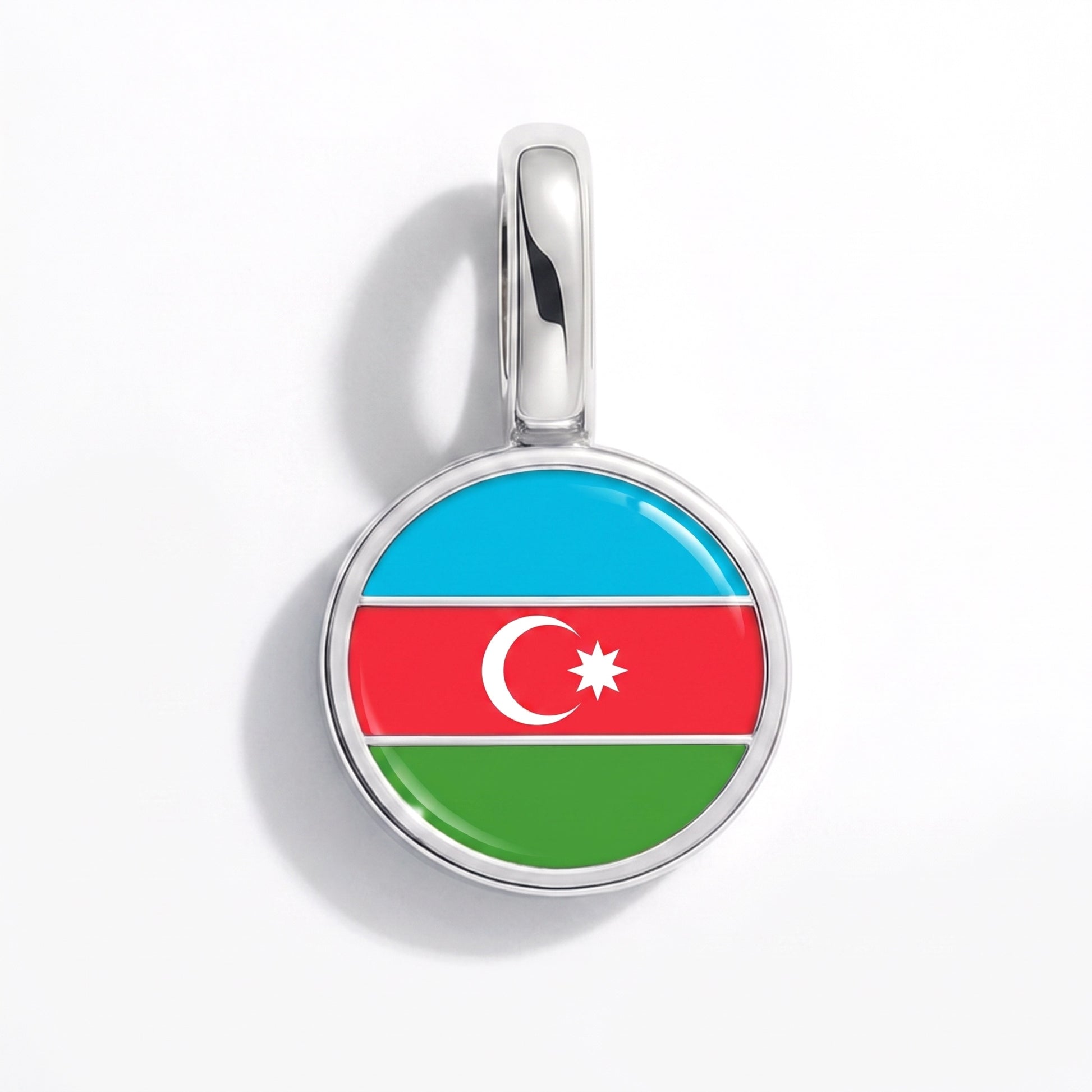 Charm bandera Azerbaiyán – redonda plata