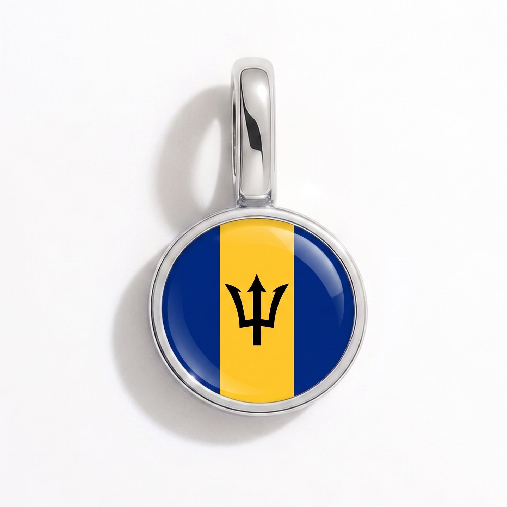 Charm bandera Barbados – redonda plata