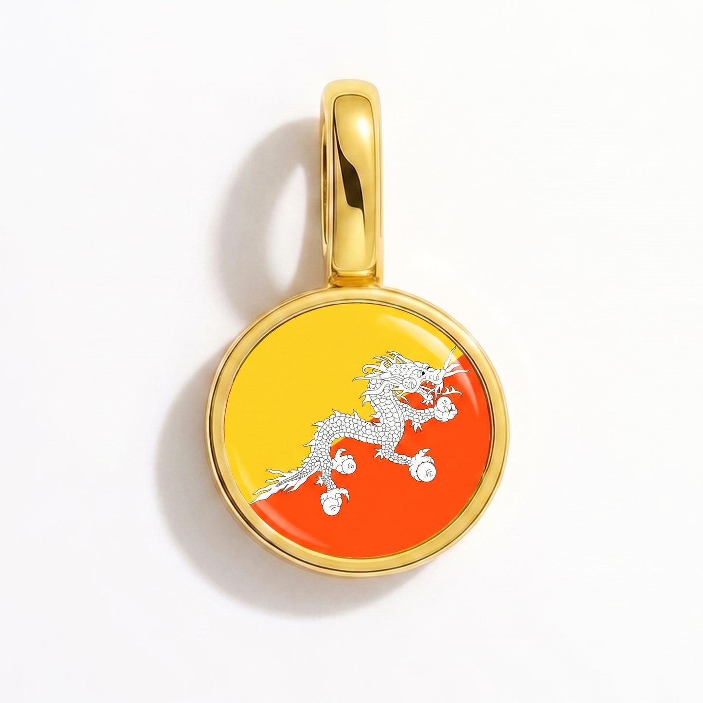 Charm bandera Bután – redonda oro