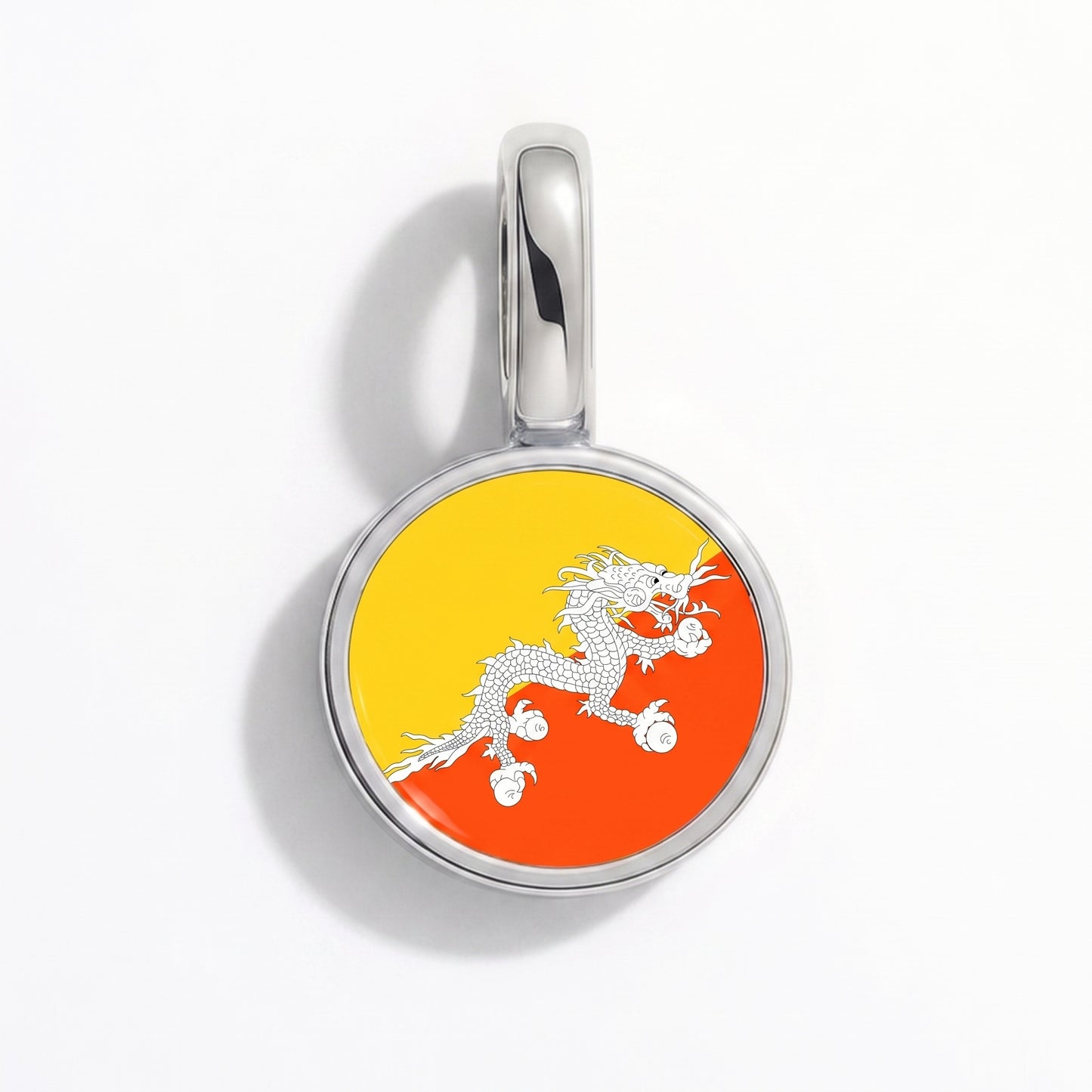 Charm bandera Bután – redonda plata