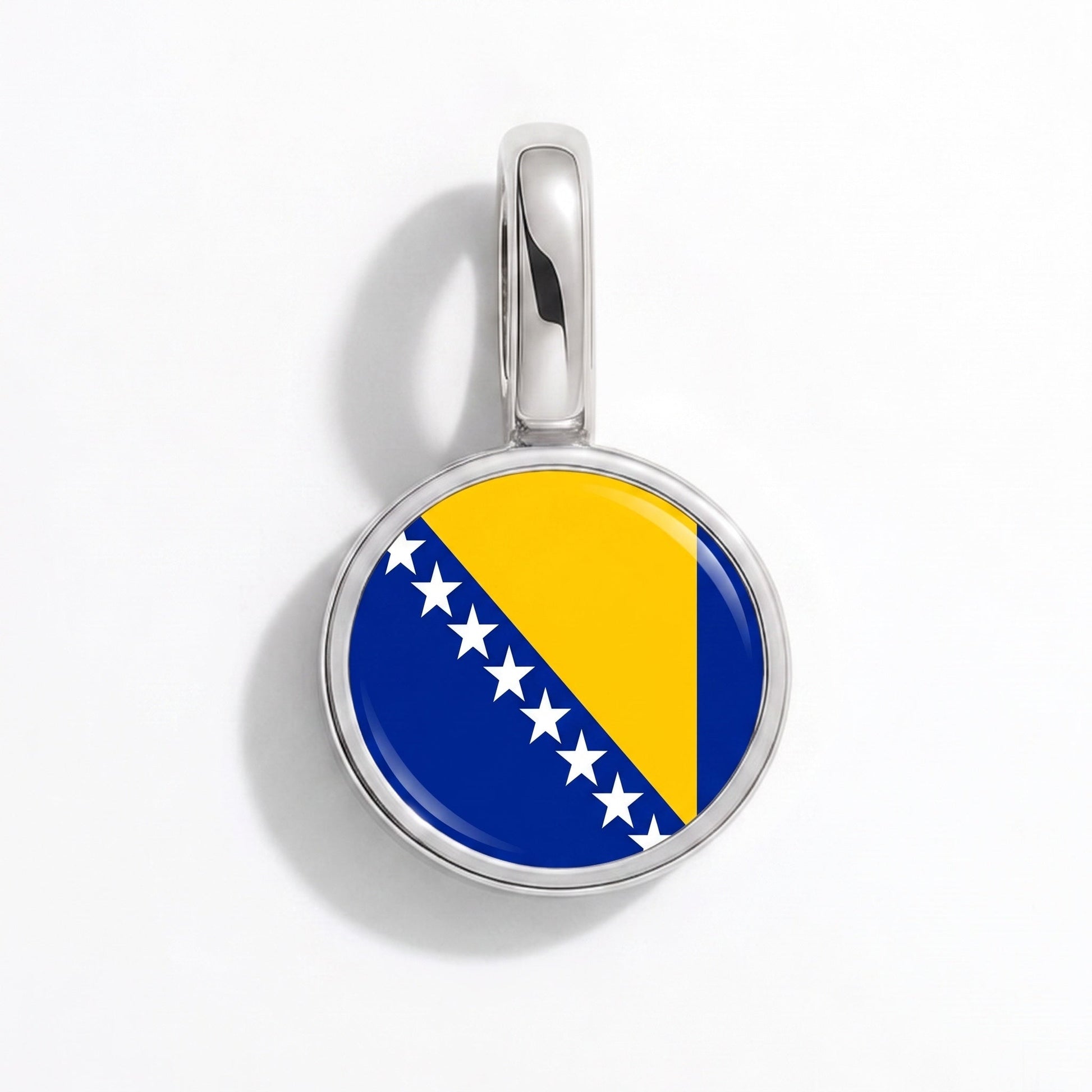 Charm bandera Bosnia y Herzegovina – rectangular plata