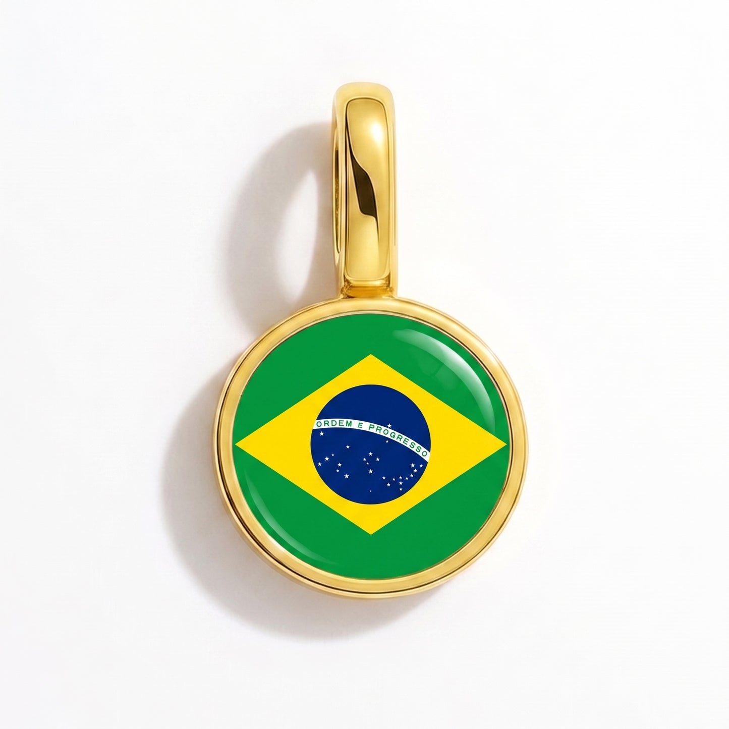 Charm bandera Brasil – redonda oro