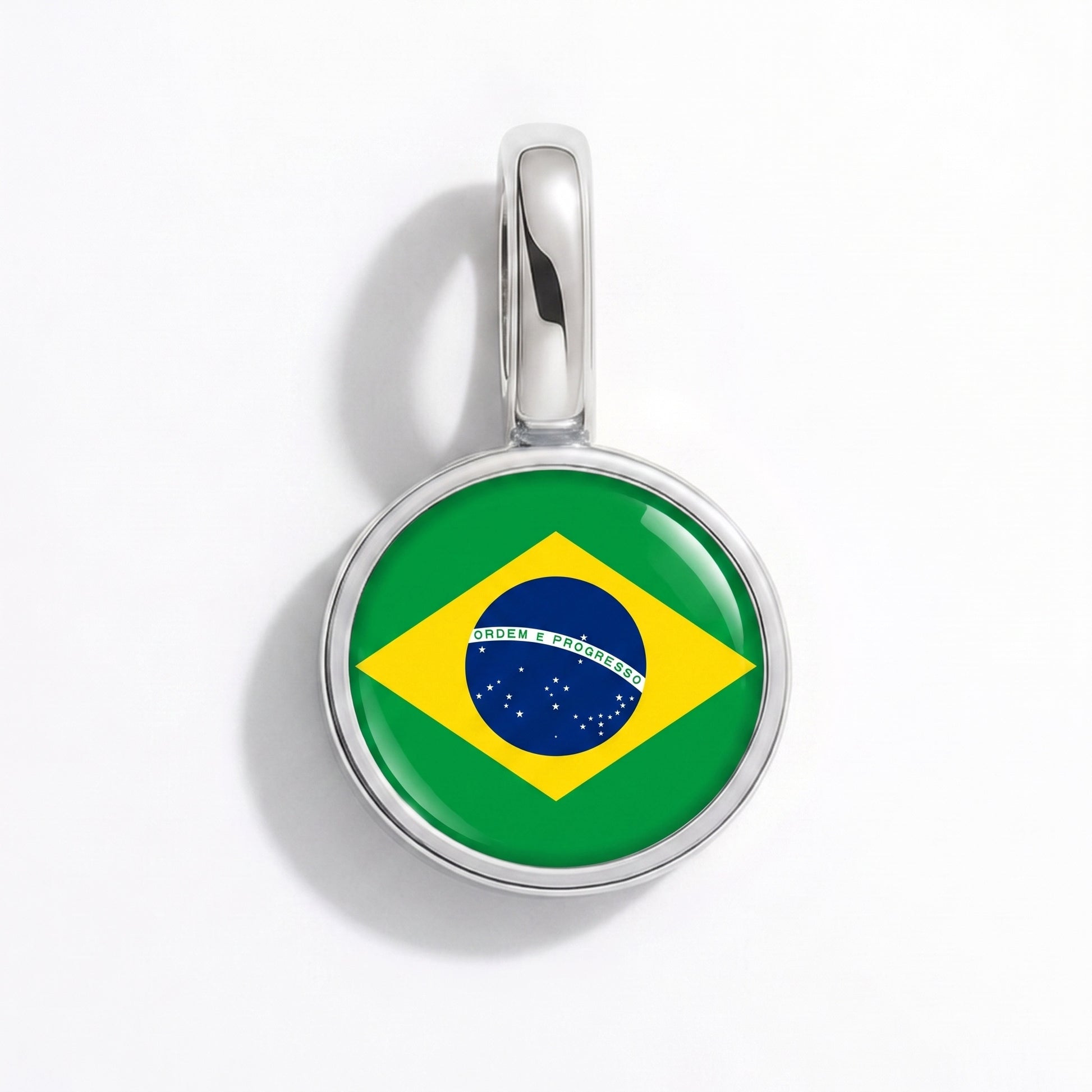 Charm bandera Brasil – redonda plata