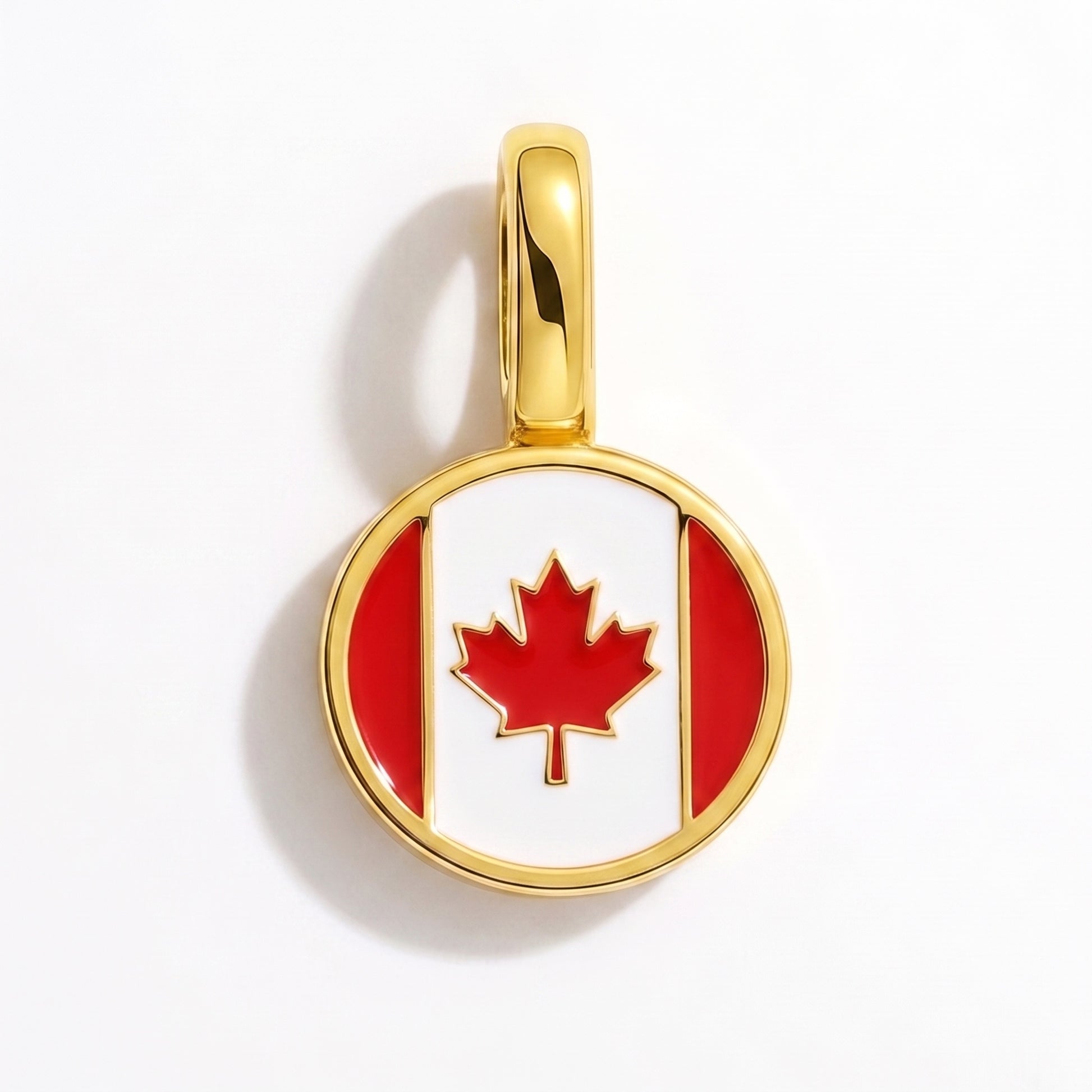 Charm bandera Canadá – redonda oro
