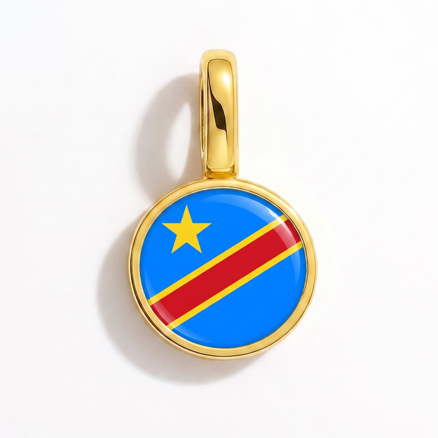 Charm bandera República Democrática del Congo – redonda oro