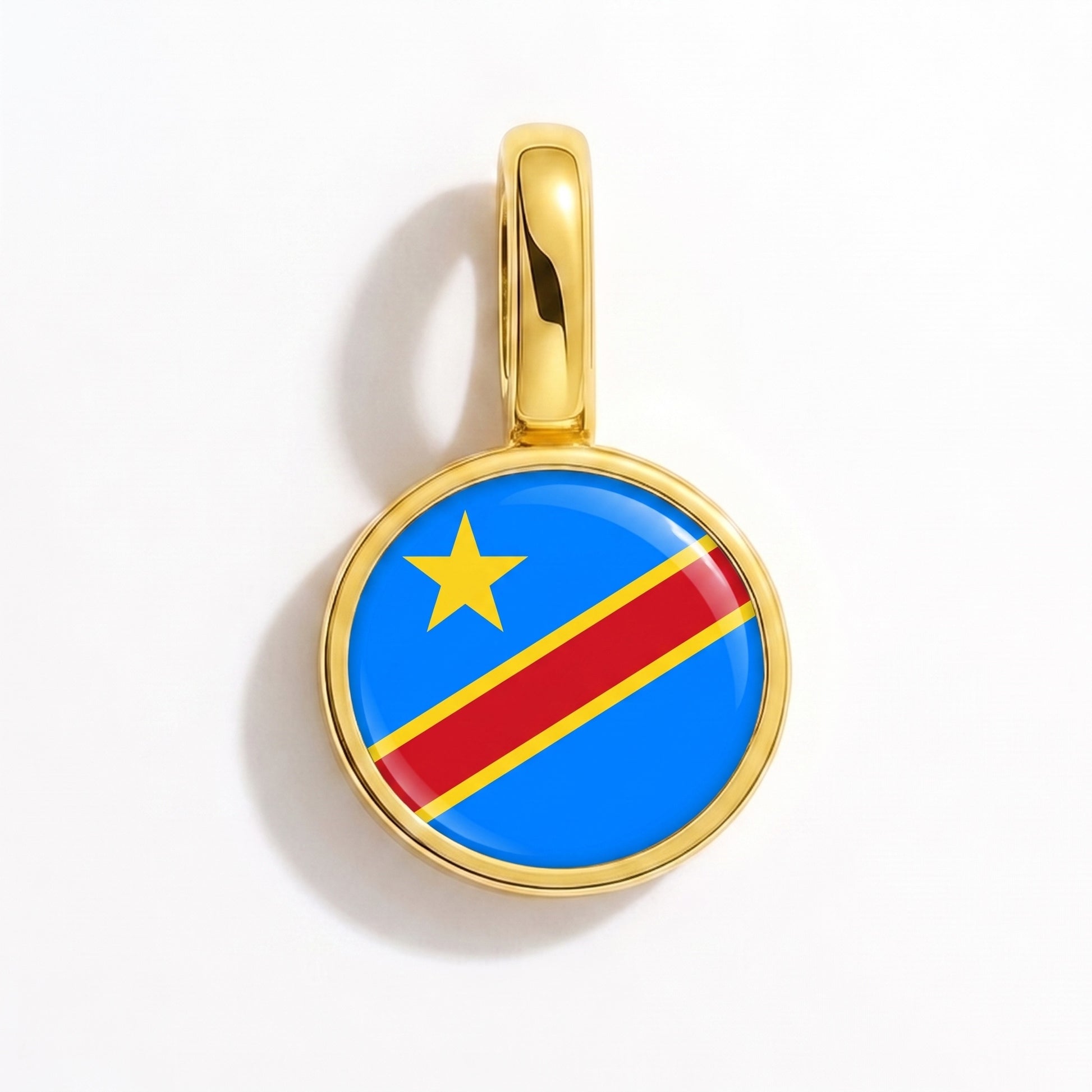 Charm bandera República Democrática del Congo – redonda oro