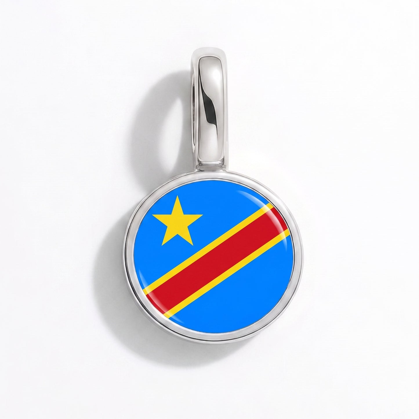 Charm bandera República Democrática del Congo – redonda plata