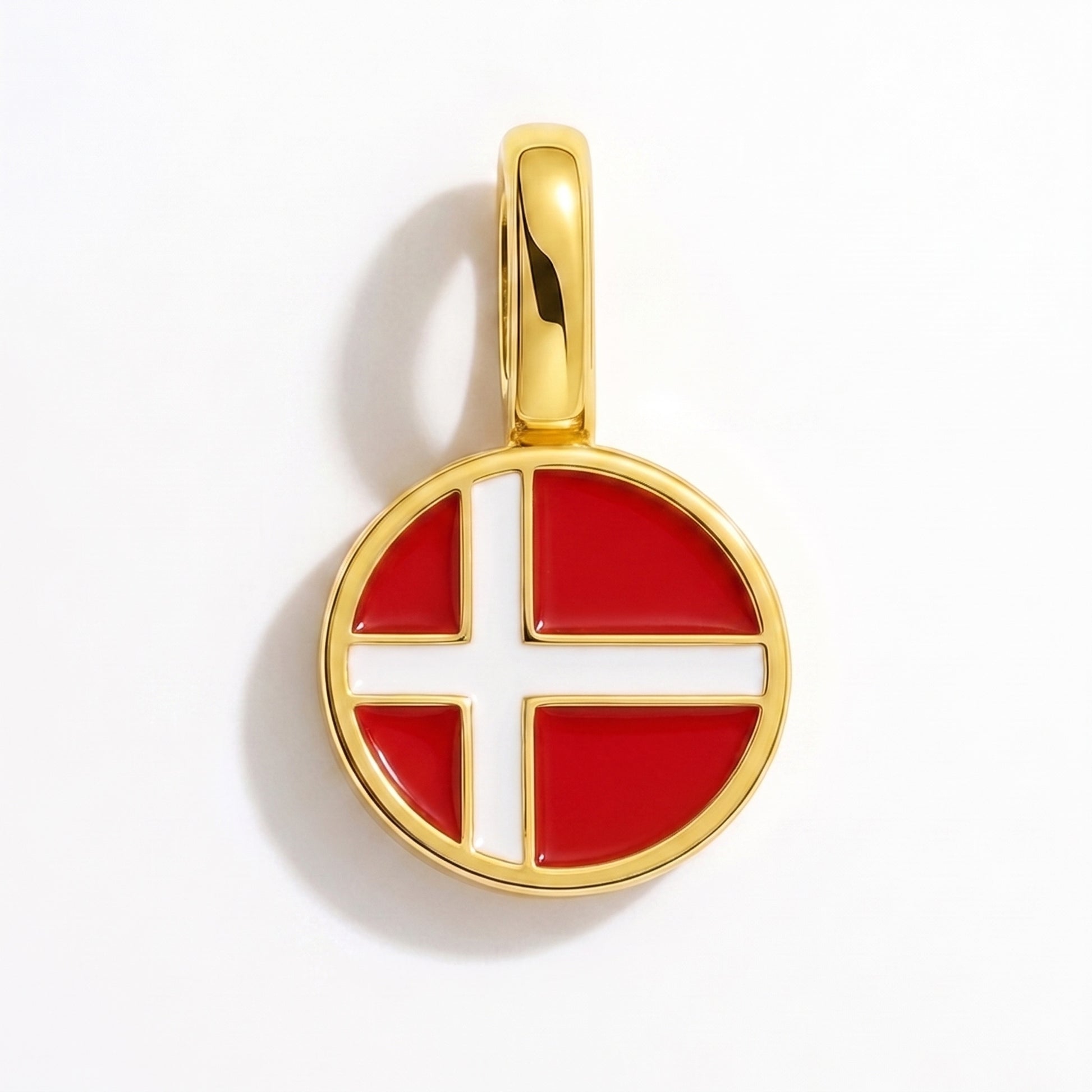 Charm bandera Dinamarca – redonda oro