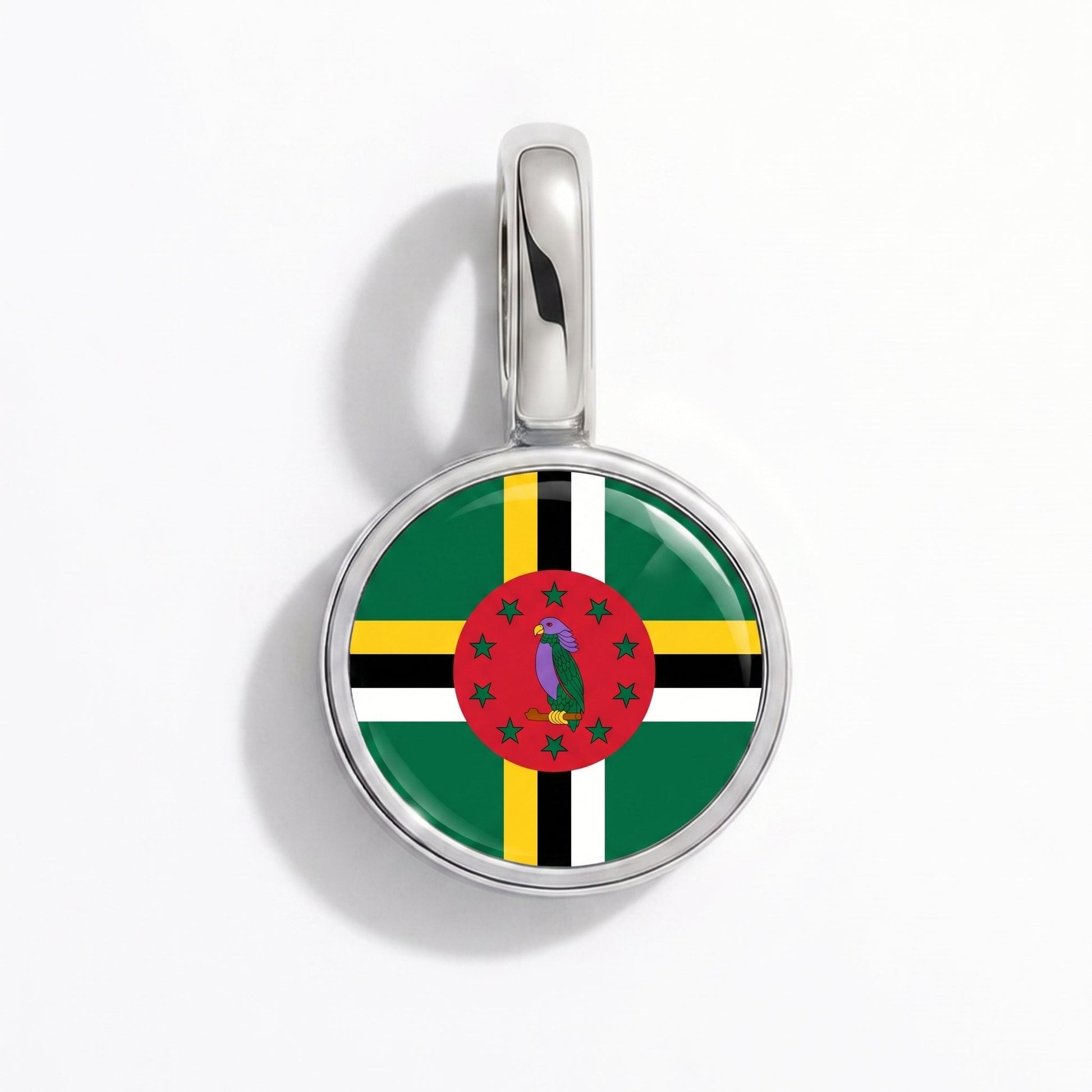 Charm bandera Dominica – rectangular plata