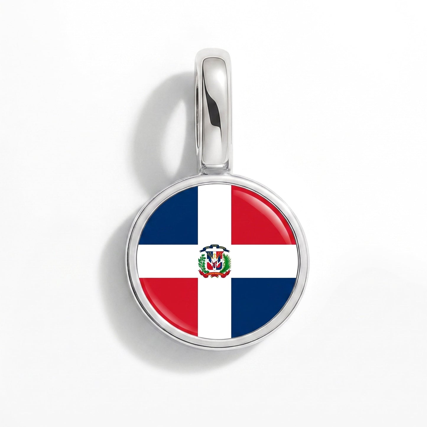 Charm bandera República Dominicana – rectangular plata