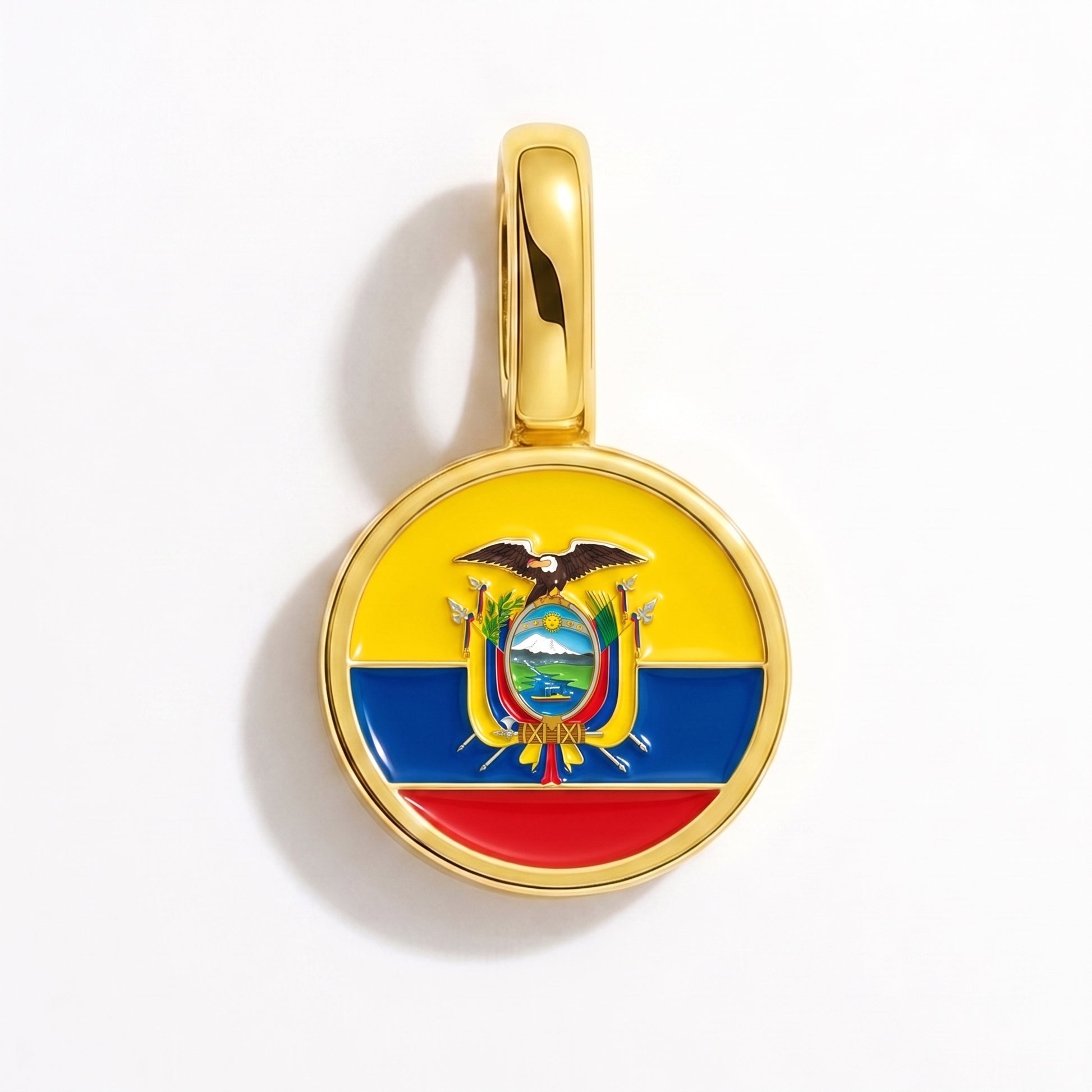 Charm bandera Ecuador – redonda oro