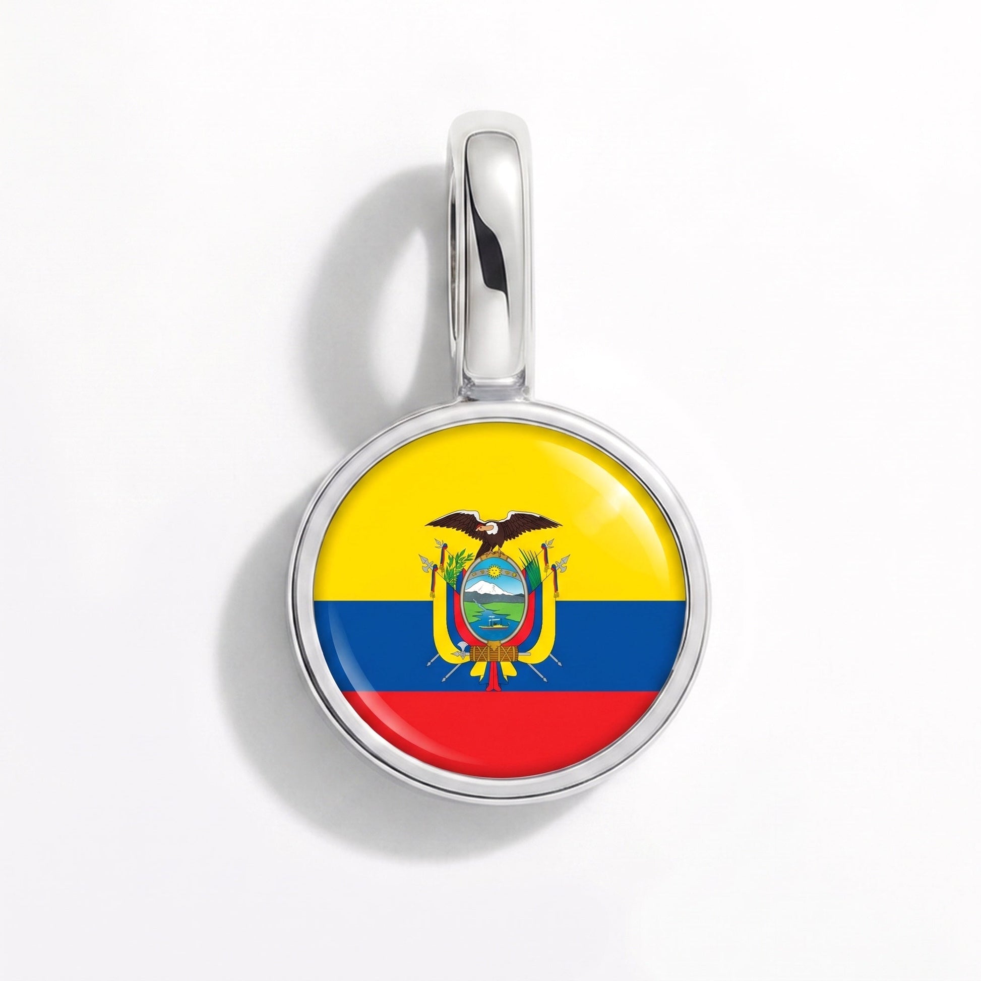 Charm bandera Ecuador – rectangular plata