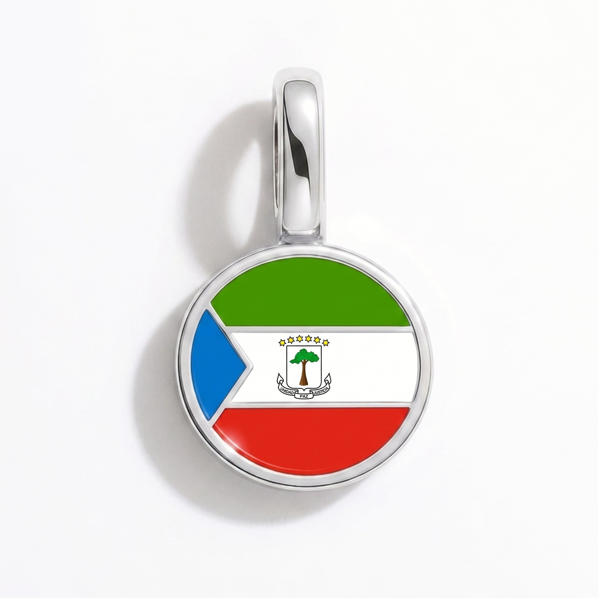 Charm bandera Guinea Ecuatorial – redonda plata