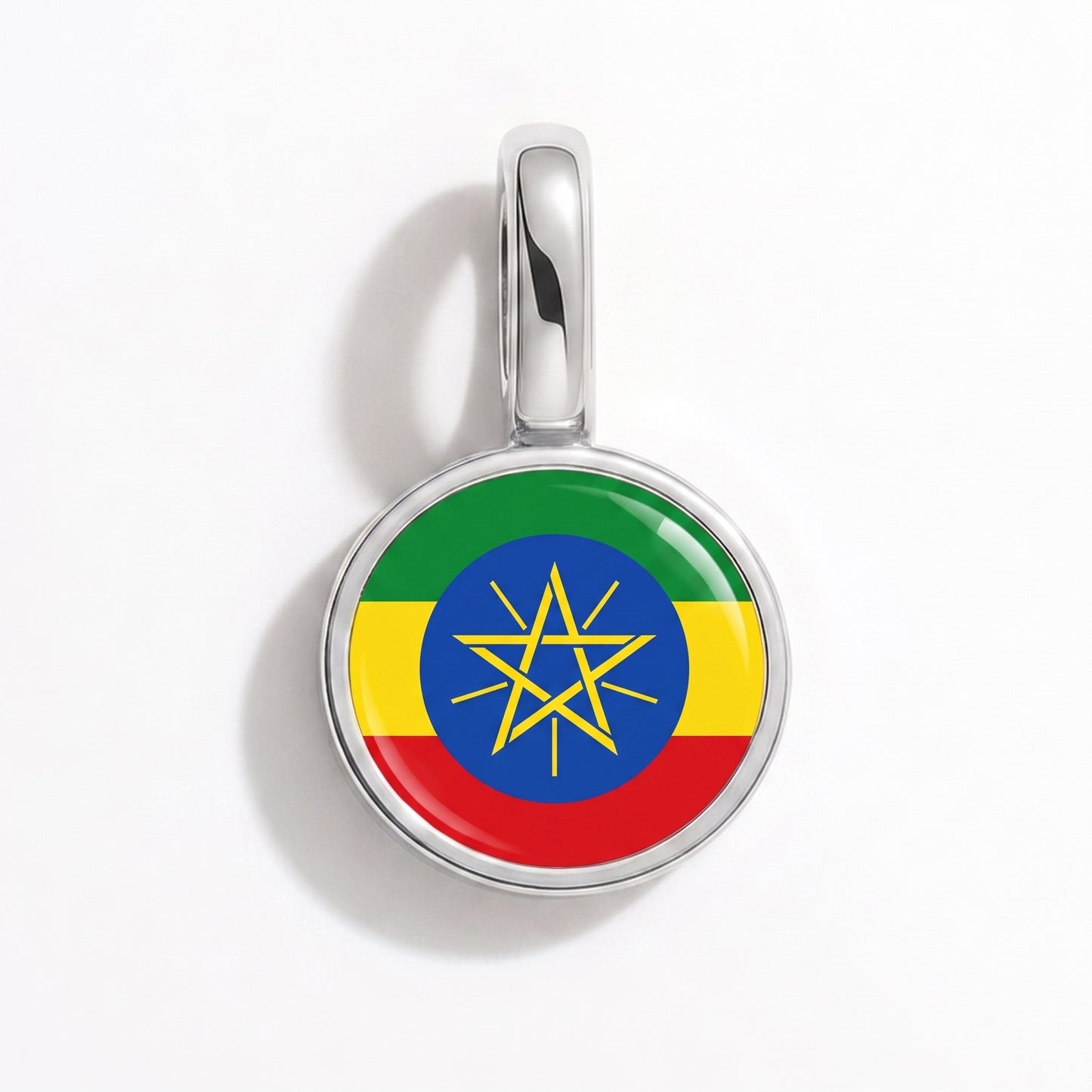 Charm bandera Etiopía – redonda plata