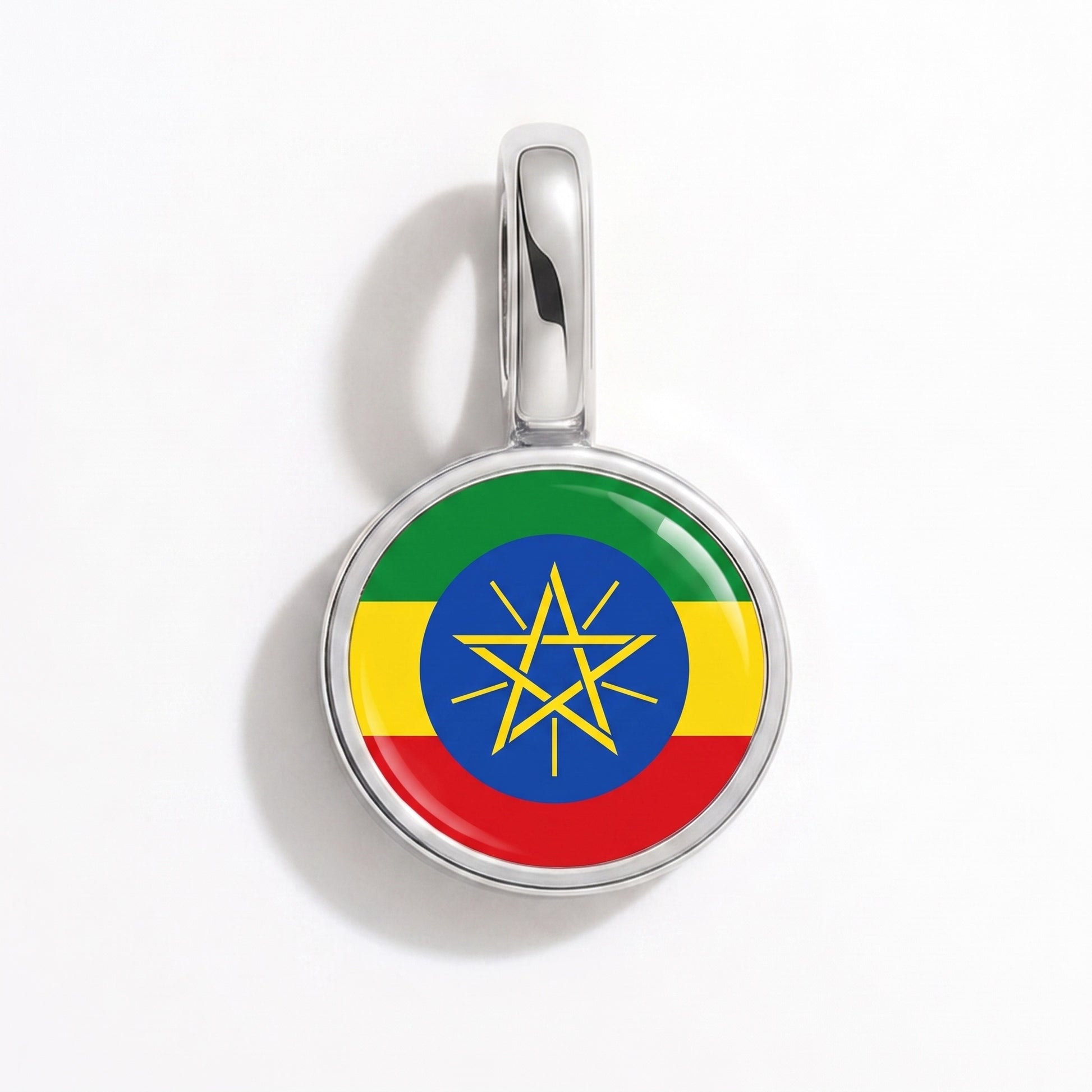 Charm bandera Etiopía – redonda plata