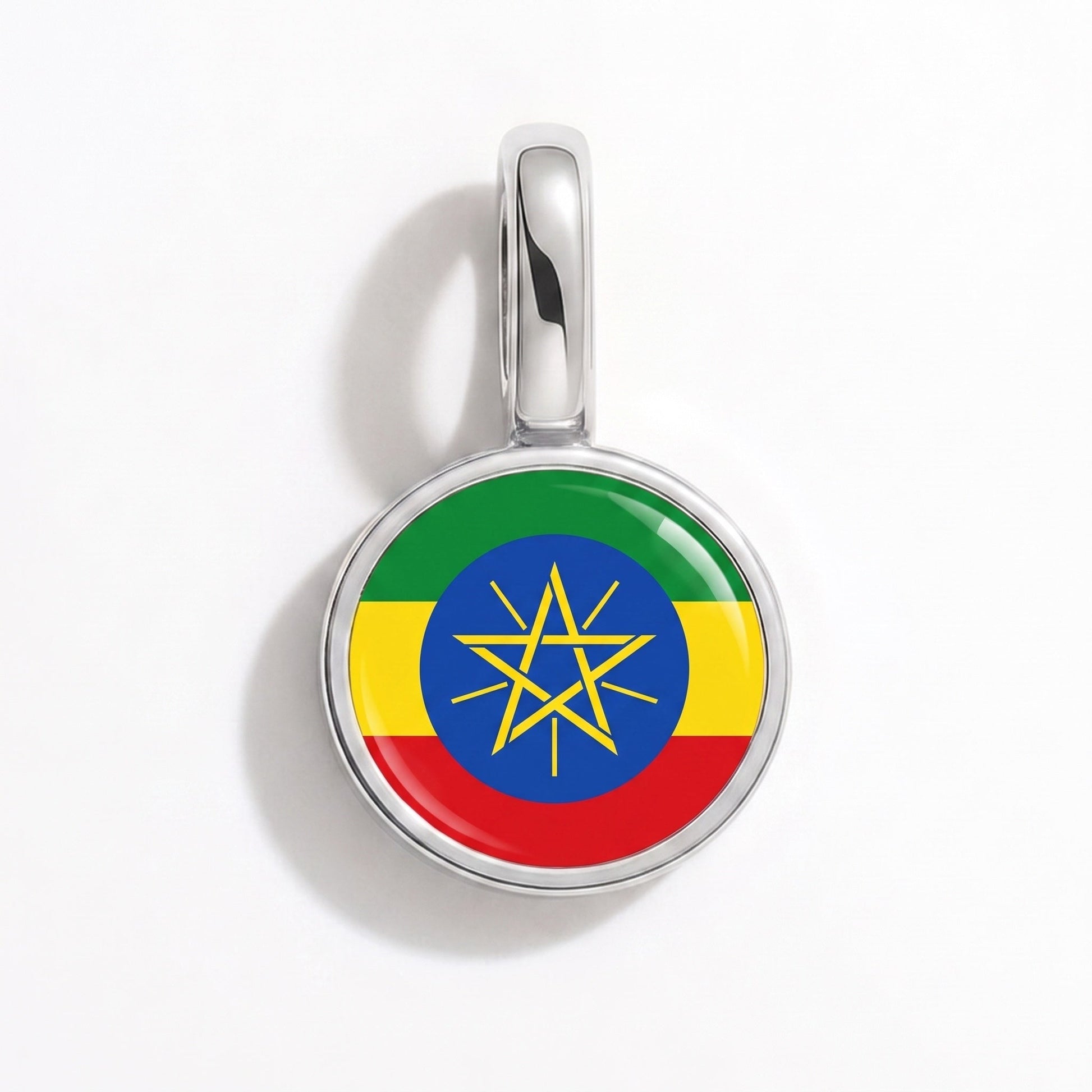 Charm bandera Etiopía – rectangular plata