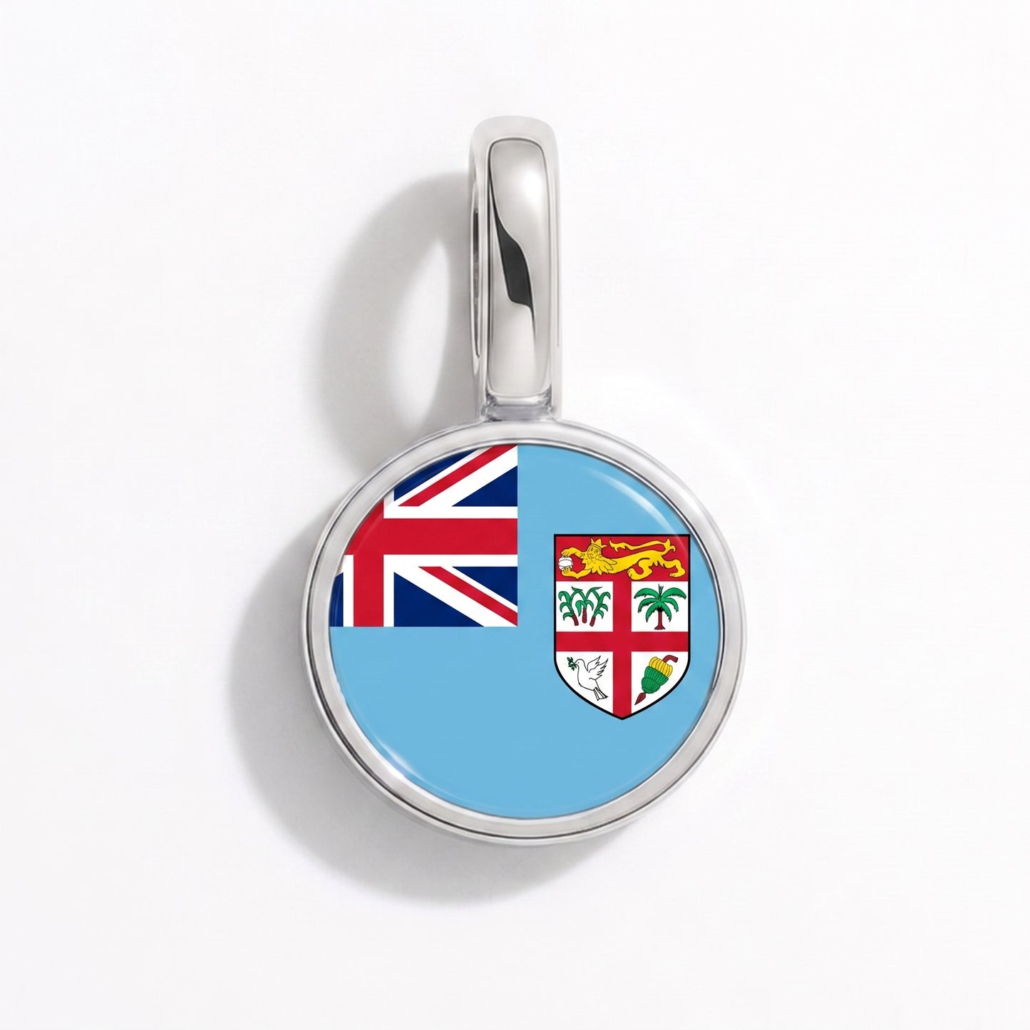 Charm bandera Fiyi – redonda plata