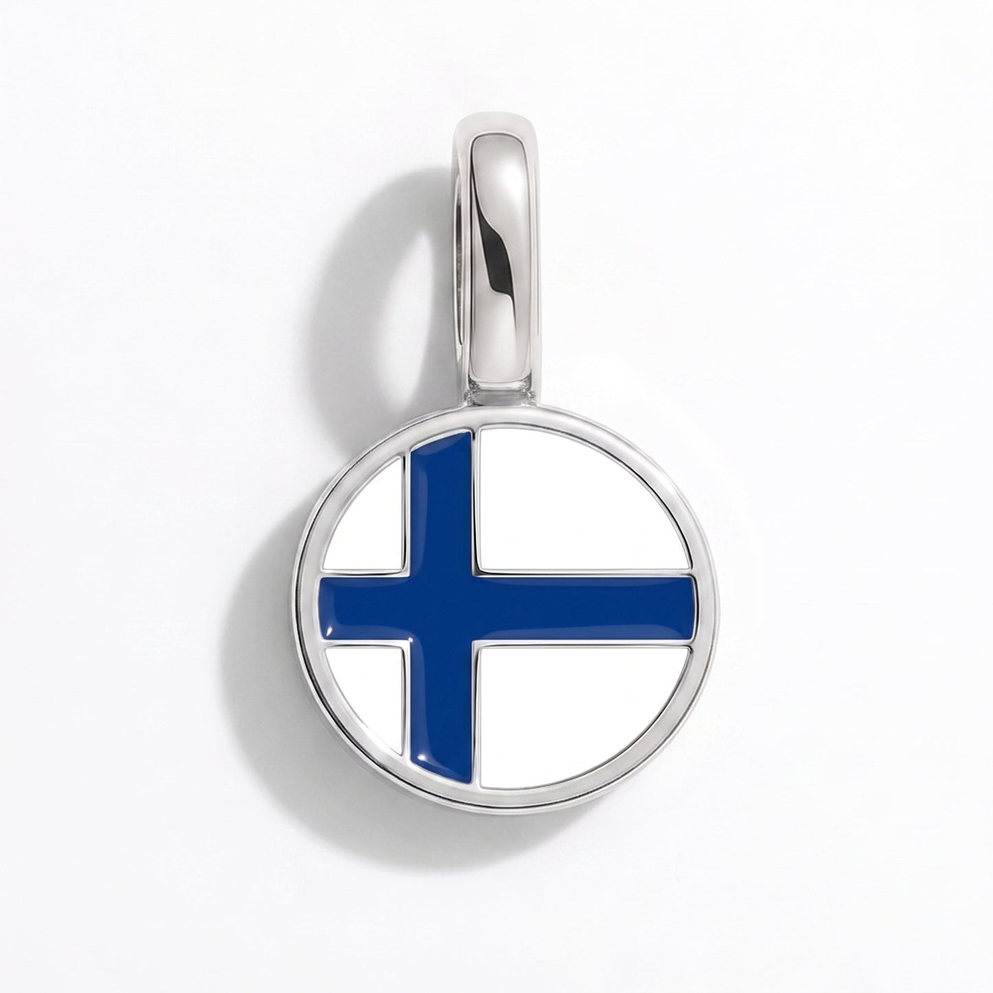 Charm bandera Finlandia – rectangular plata