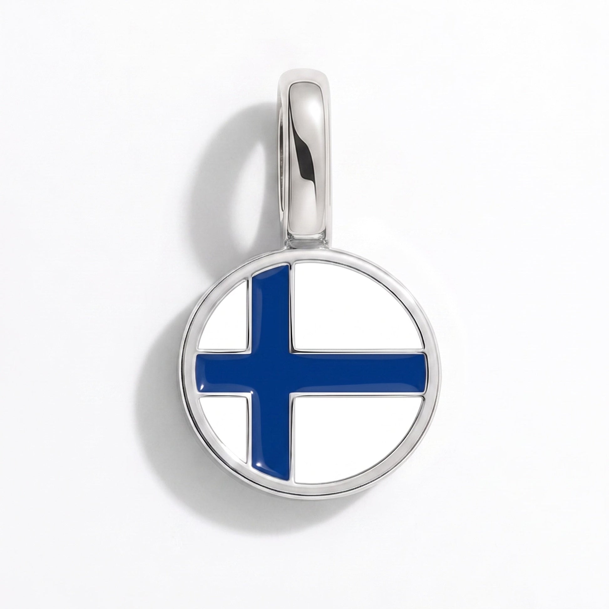 Charm bandera Finlandia – rectangular plata