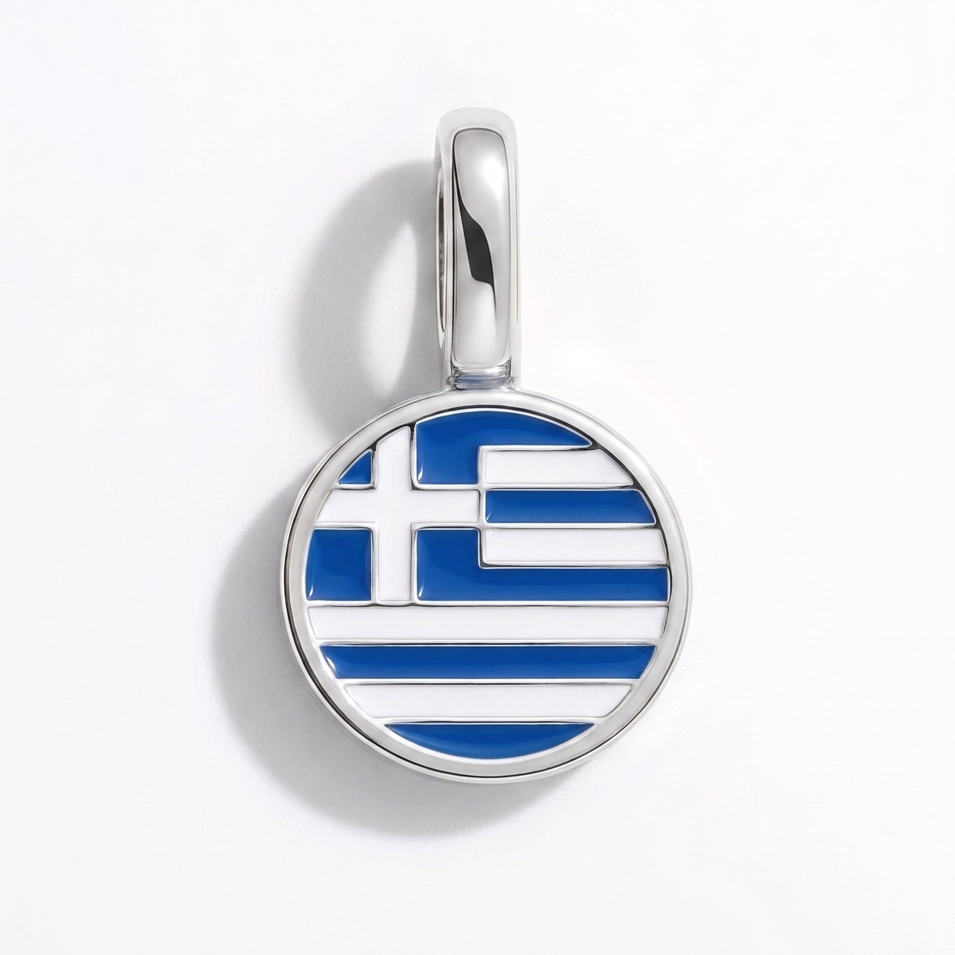 Charm bandera Grecia – rectangular plata