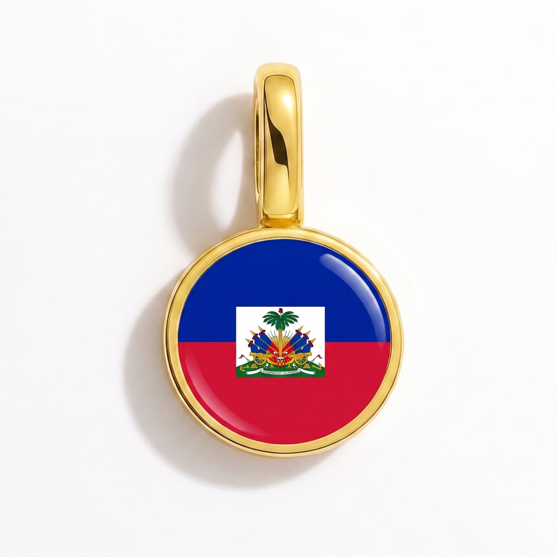 Charm bandera Haití – redonda oro