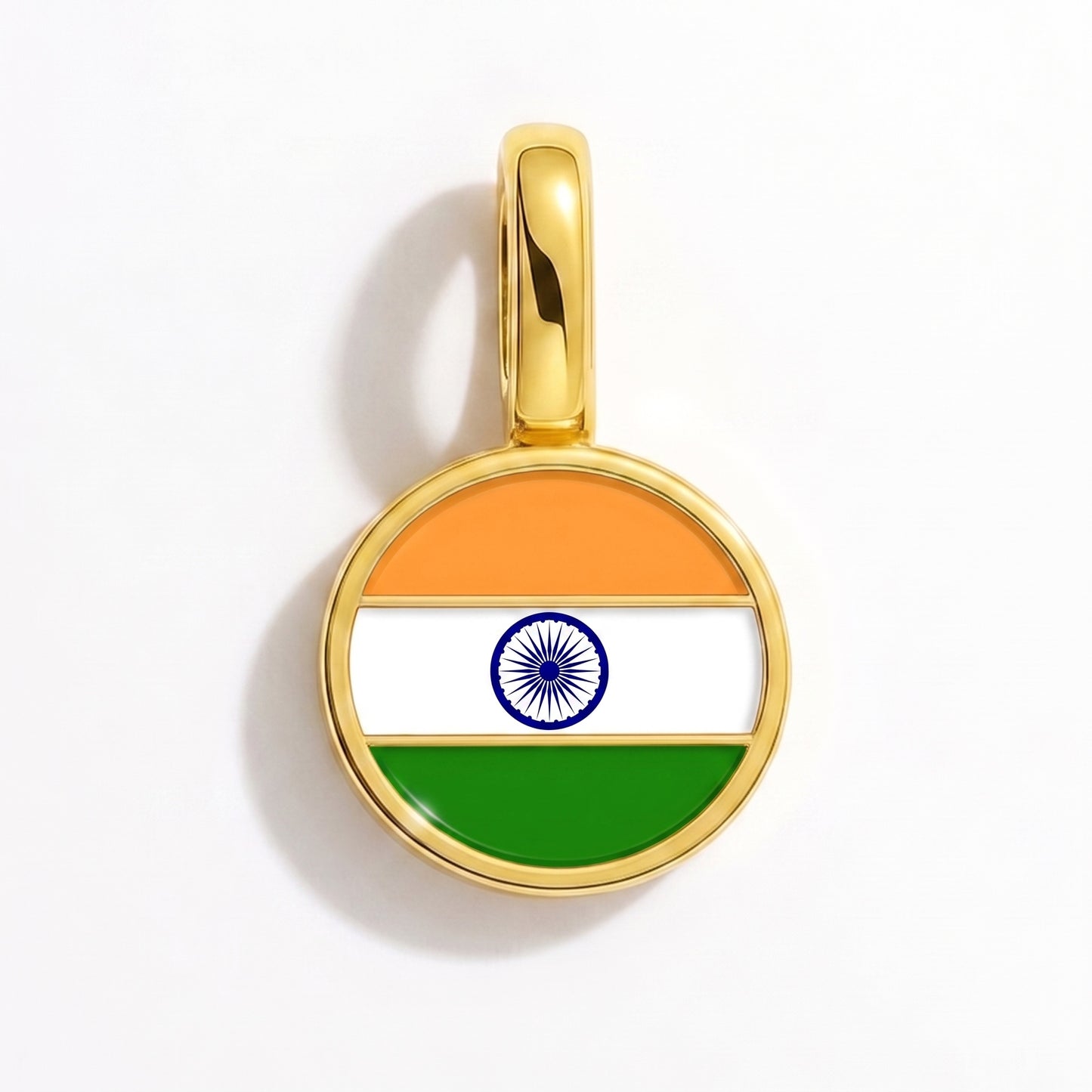 Charm bandera India – redonda oro