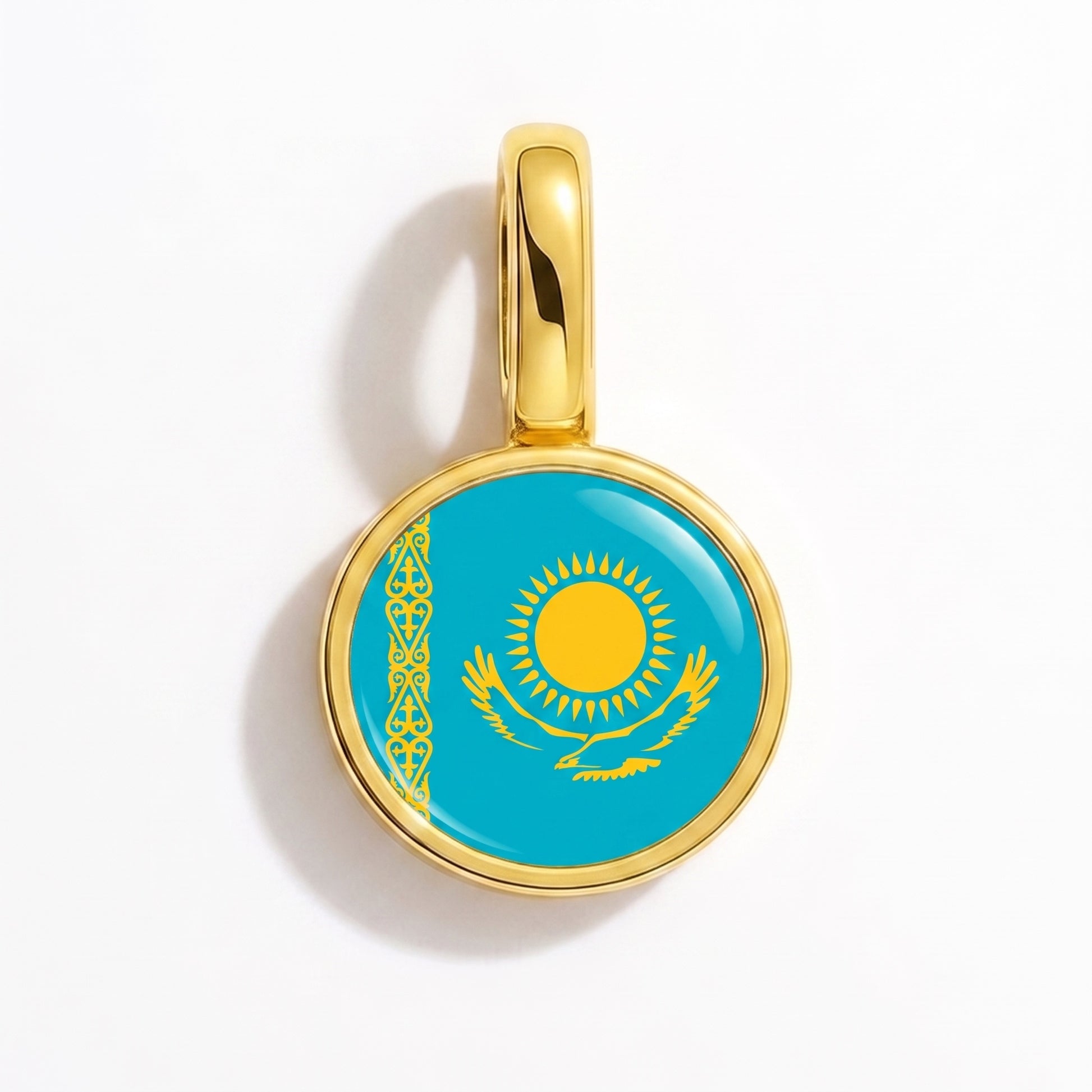 Charm bandera Kazajistán – redonda oro