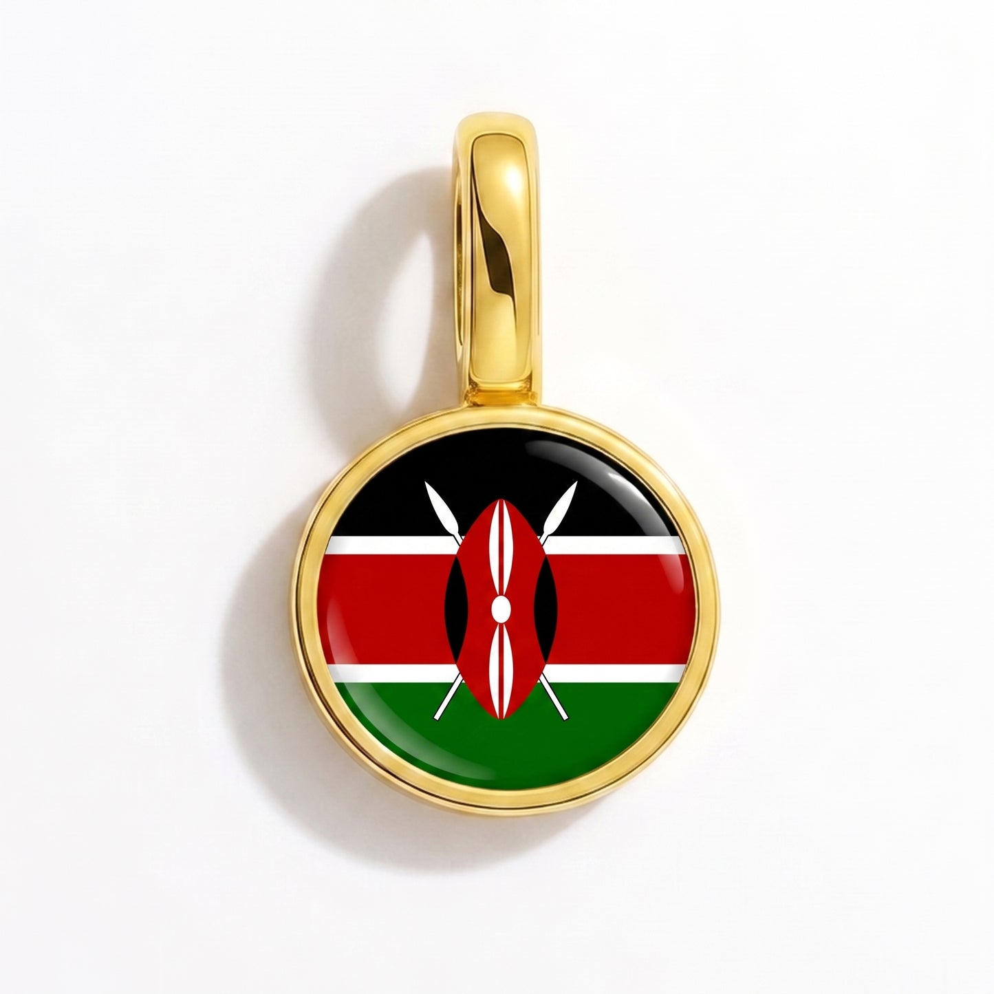 Charm bandera Kenia – redonda oro