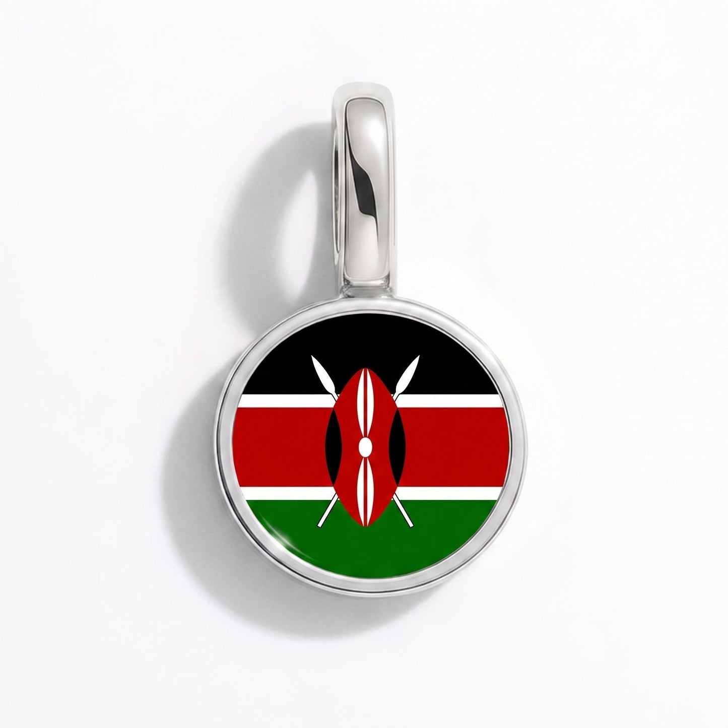 Charm bandera Kenia – rectangular plata