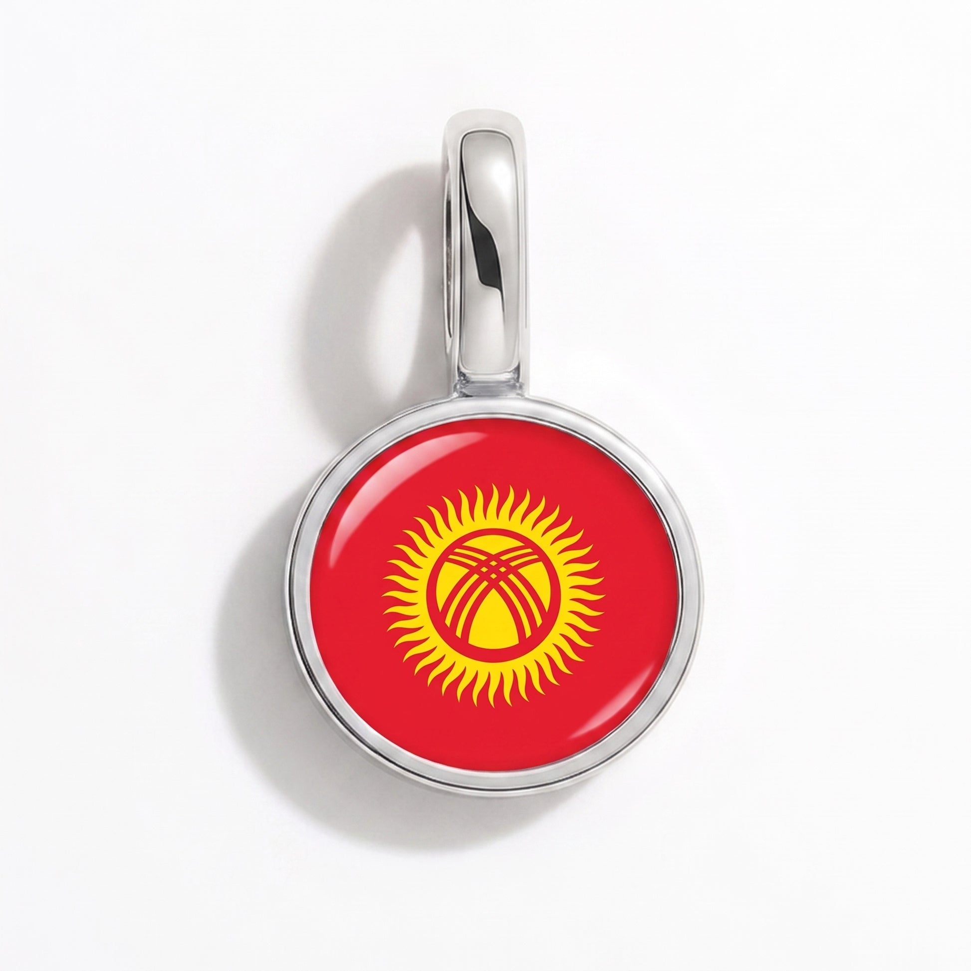 Charm bandera Kirguistán – redonda plata