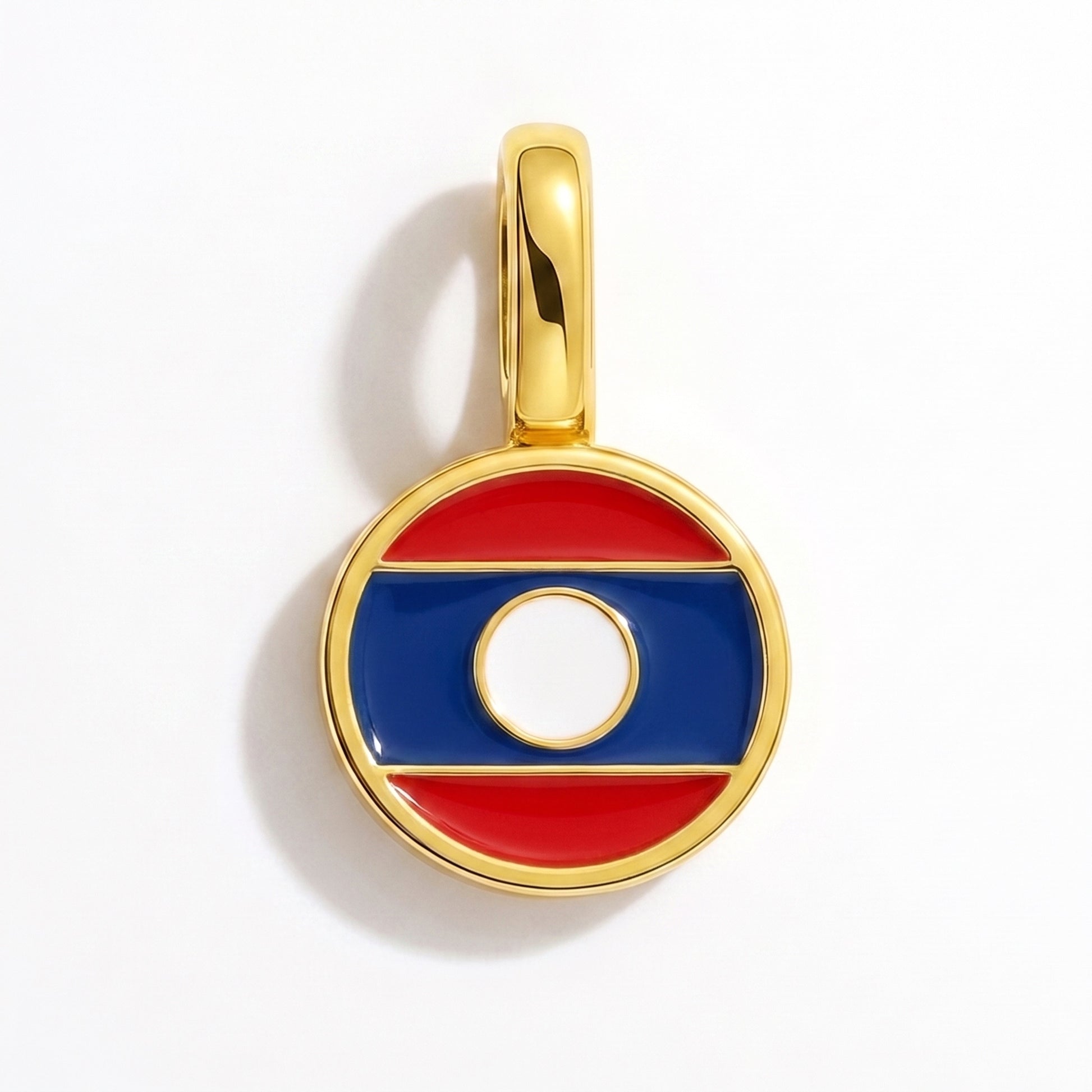 Charm bandera Laos – redonda oro