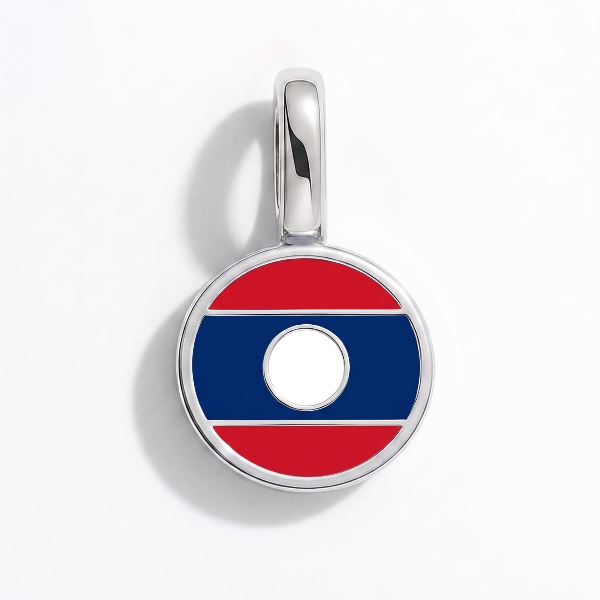 Charm bandera Laos – rectangular plata