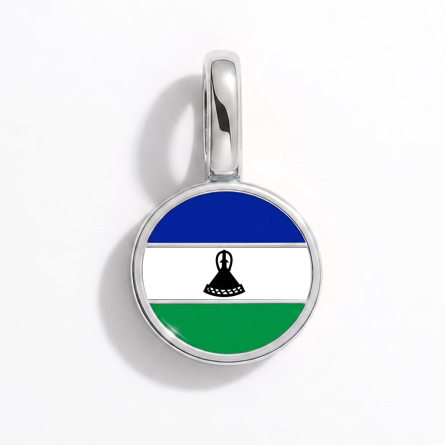 Charm bandera Lesoto – rectangular plata