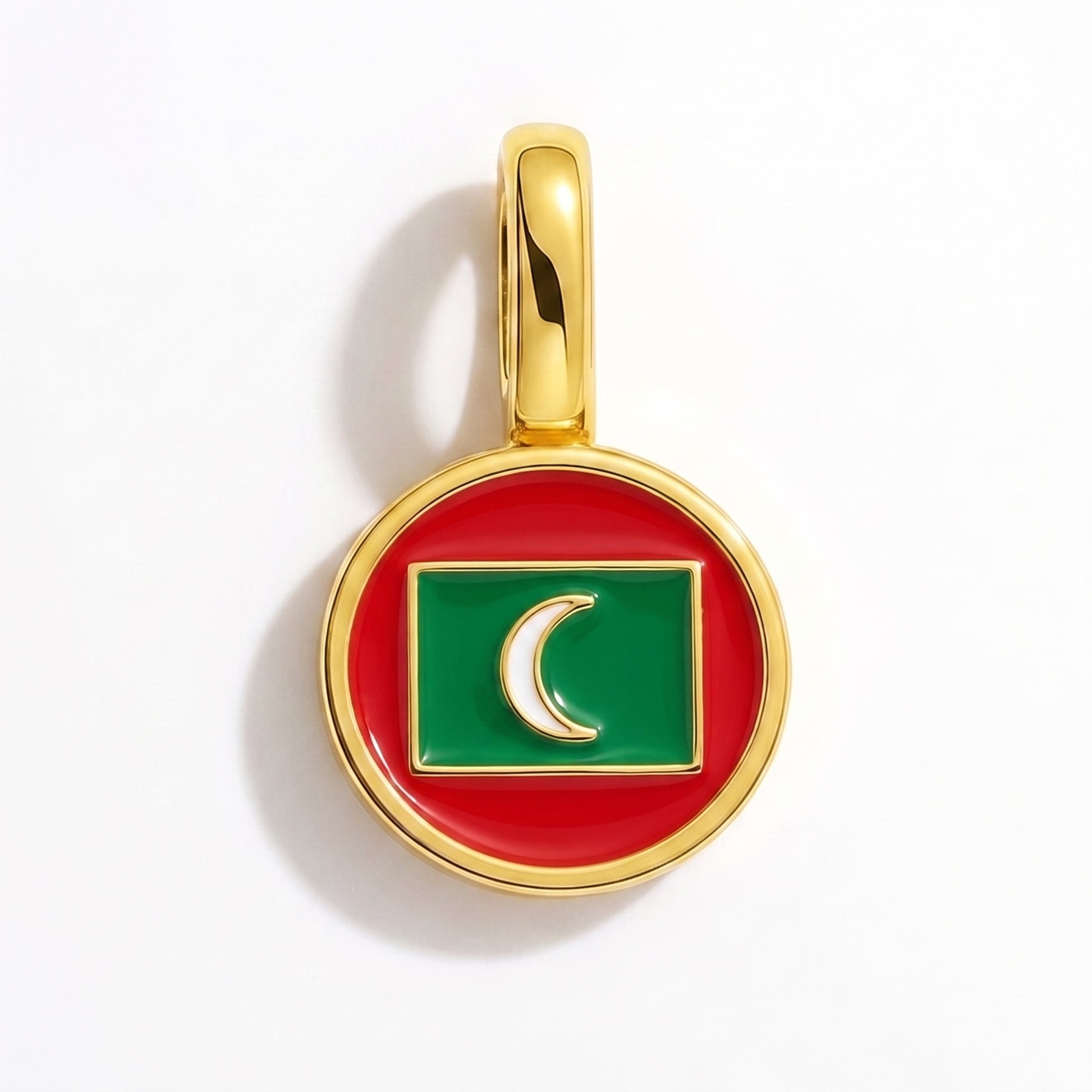 Charm bandera Maldivas – redonda oro