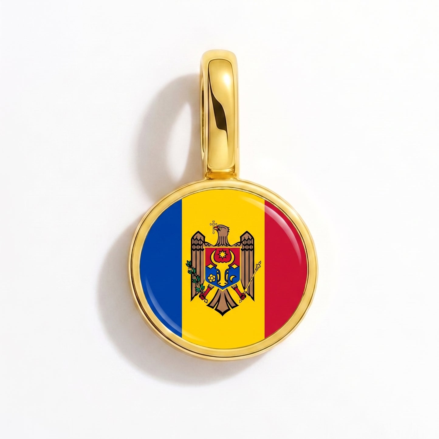 Charm bandera Moldavia – redonda oro