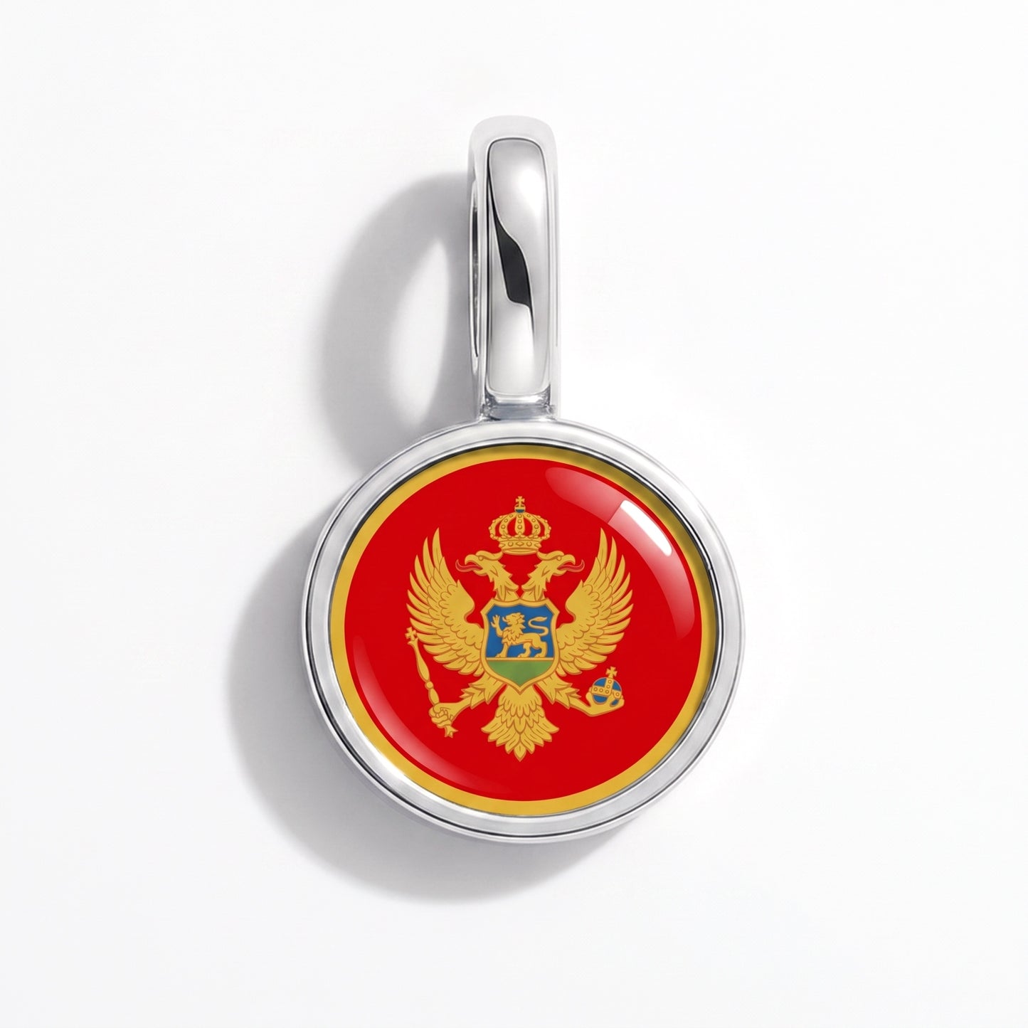 Charm bandera Montenegro – redonda plata