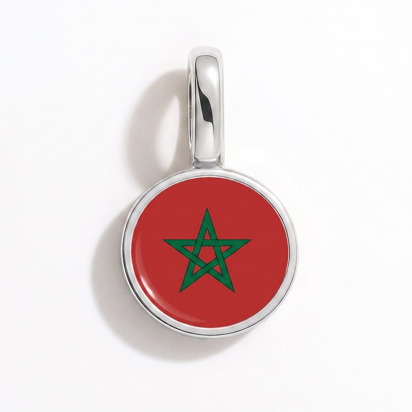 Charm bandera Marruecos – rectangular plata