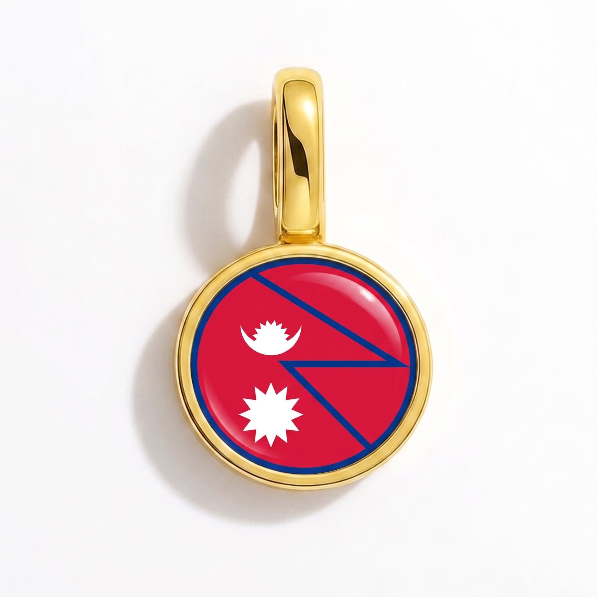 Charm bandera Nepal – redonda oro