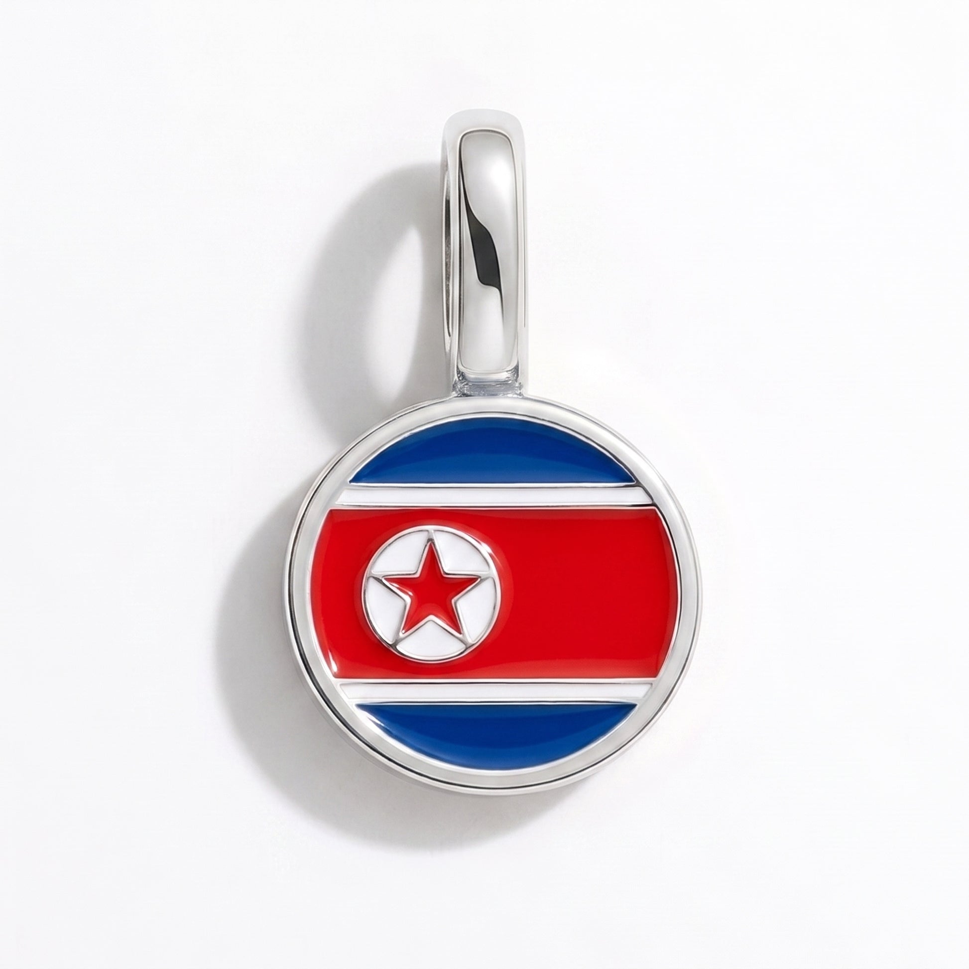 Charm bandera Corea del Norte – redonda plata