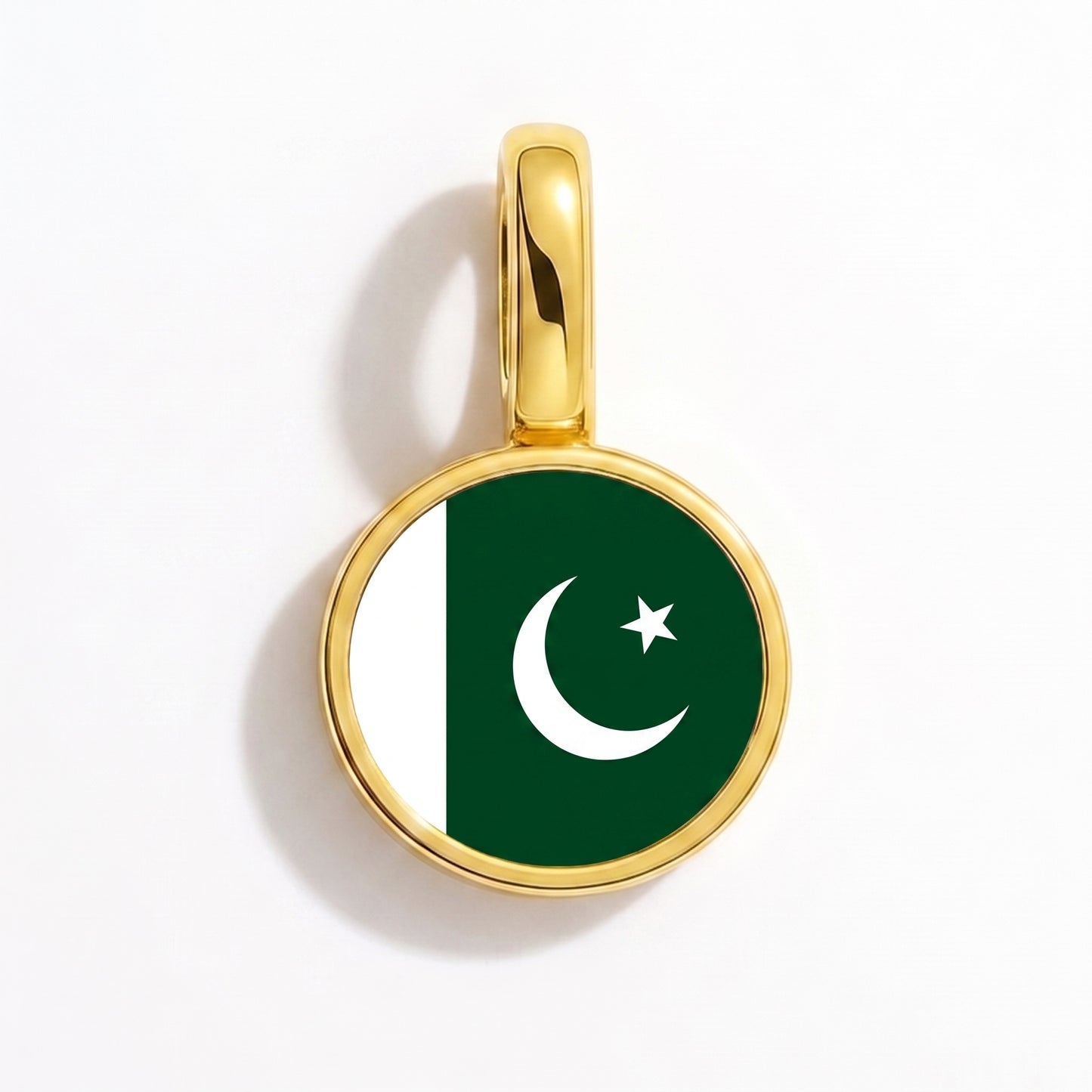 Charm bandera Pakistán – redonda oro
