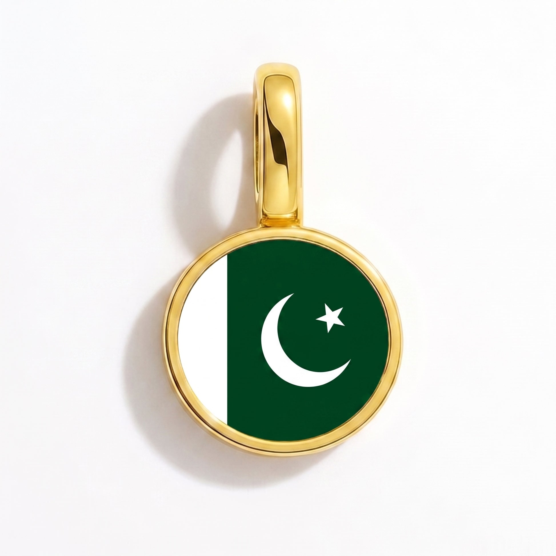 Charm bandera Pakistán – redonda oro
