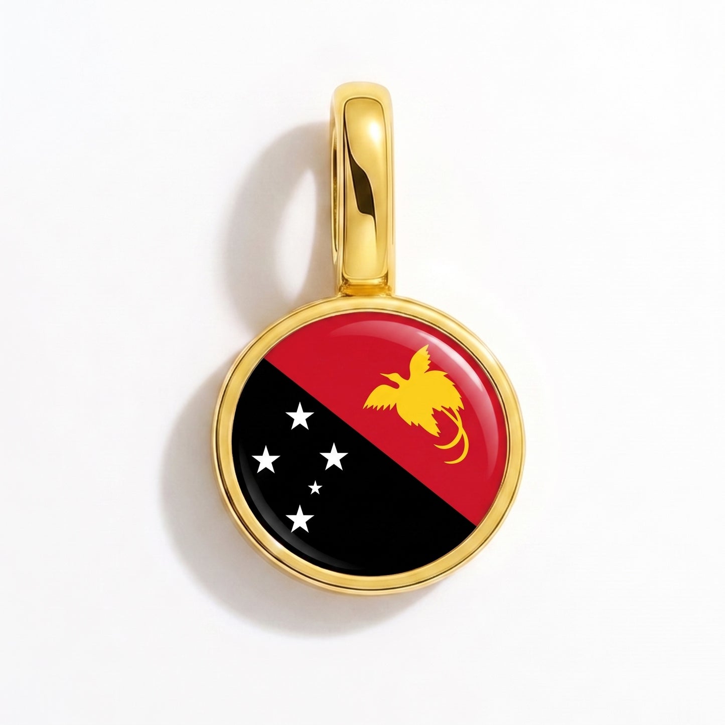 Charm bandera Papúa Nueva Guinea – redonda oro