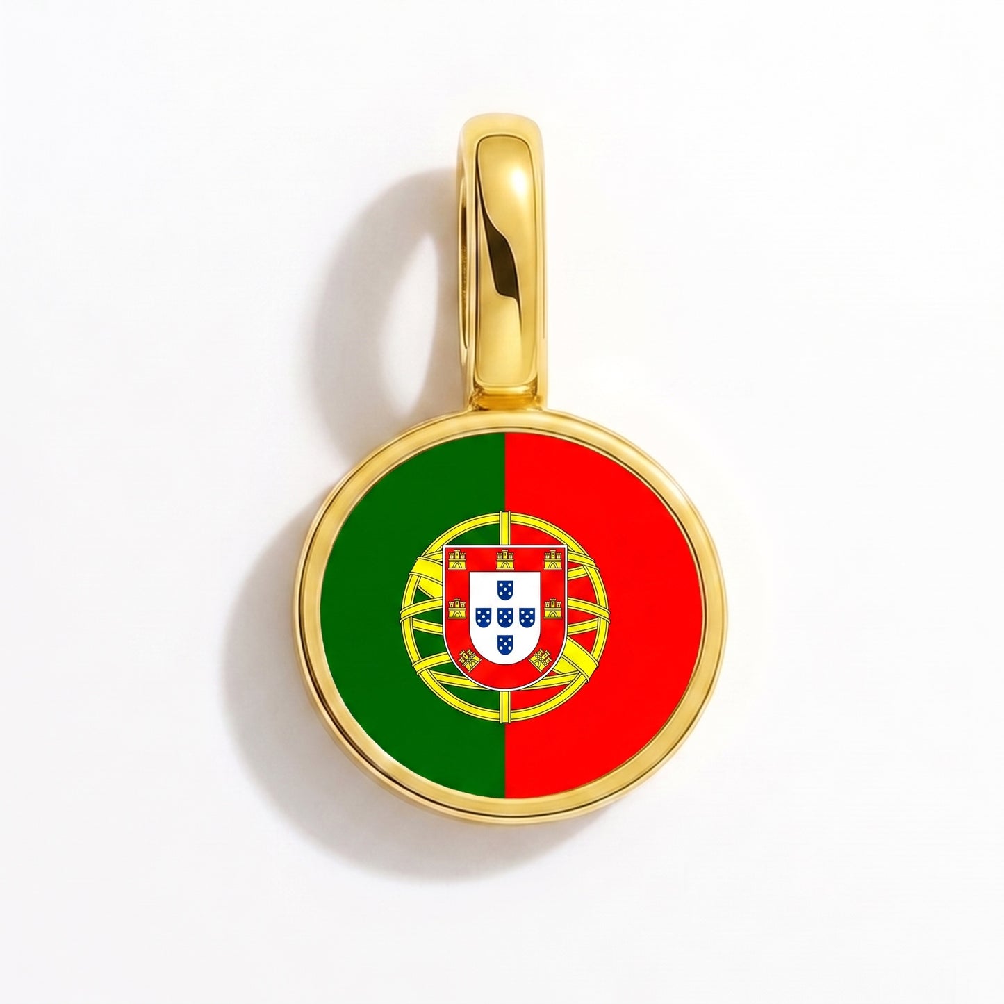 Charm bandera Portugal – redonda oro